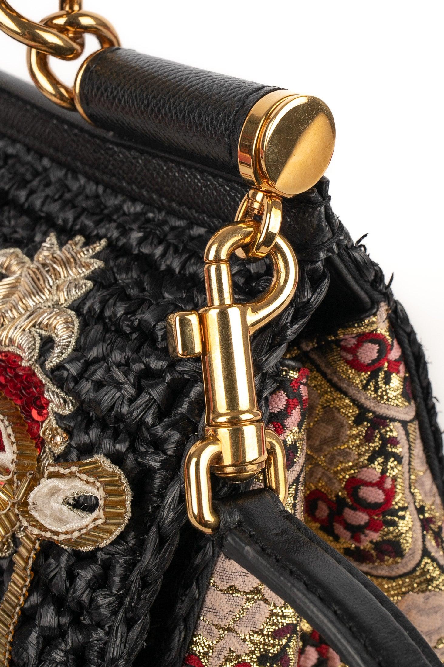 Dolce & Gabbana Black Raffia Bag, 2018 For Sale 2