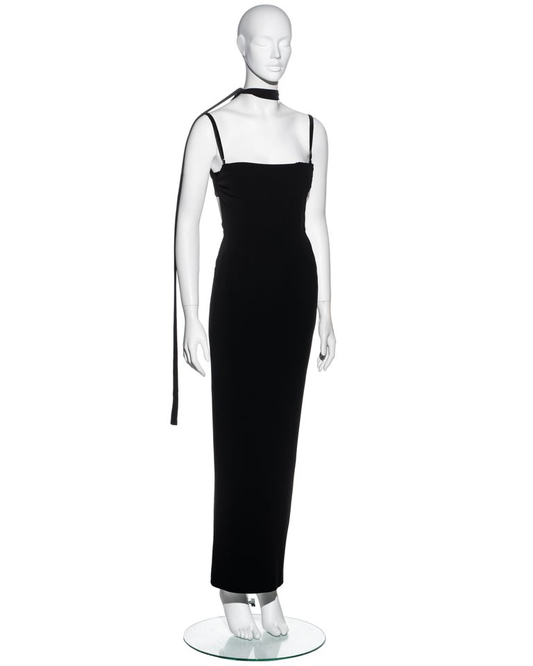 Dolce and Gabbana black rayon bandage strap backless maxi dress, ss 2001 at  1stDibs | black dressss, mmd harness