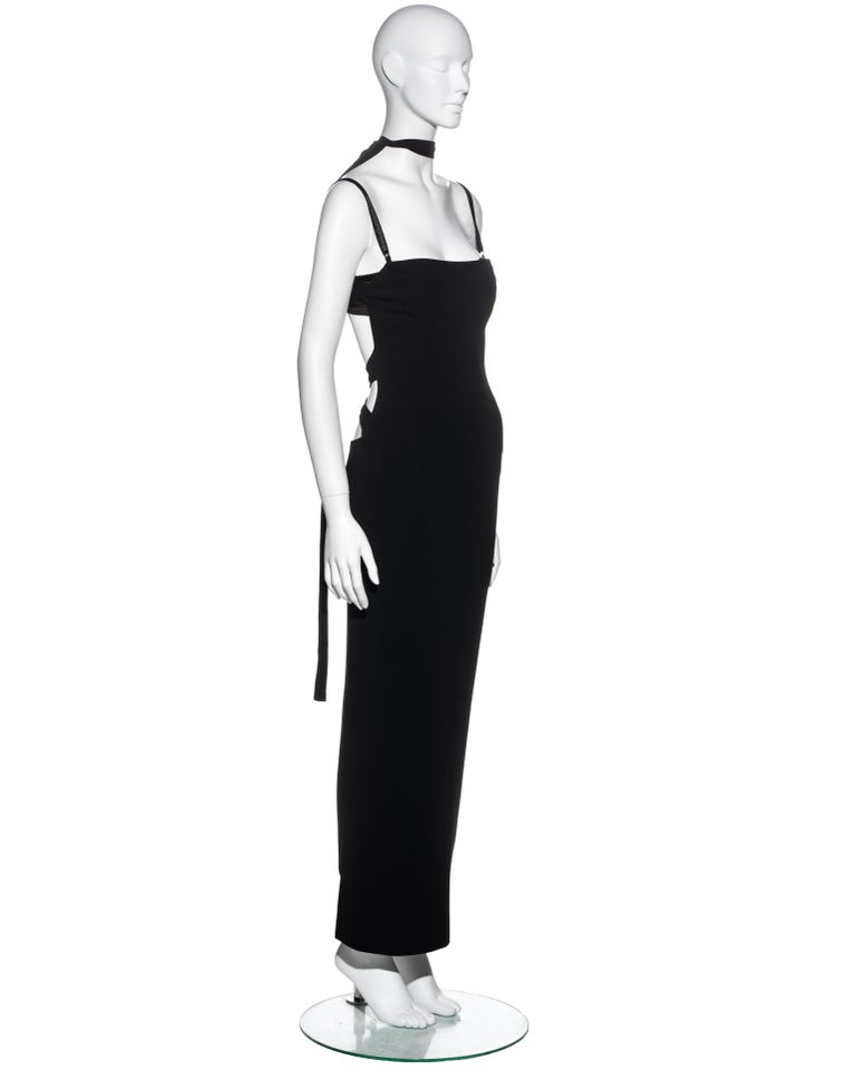 Dolce and Gabbana black rayon bandage strap backless maxi dress, ss 2001 at  1stDibs | black dressss, mmd harness