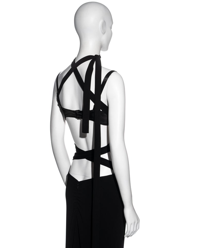 Dolce and Gabbana black rayon bandage strap backless maxi dress, ss 2001 at  1stDibs | black dressss, mmd harness