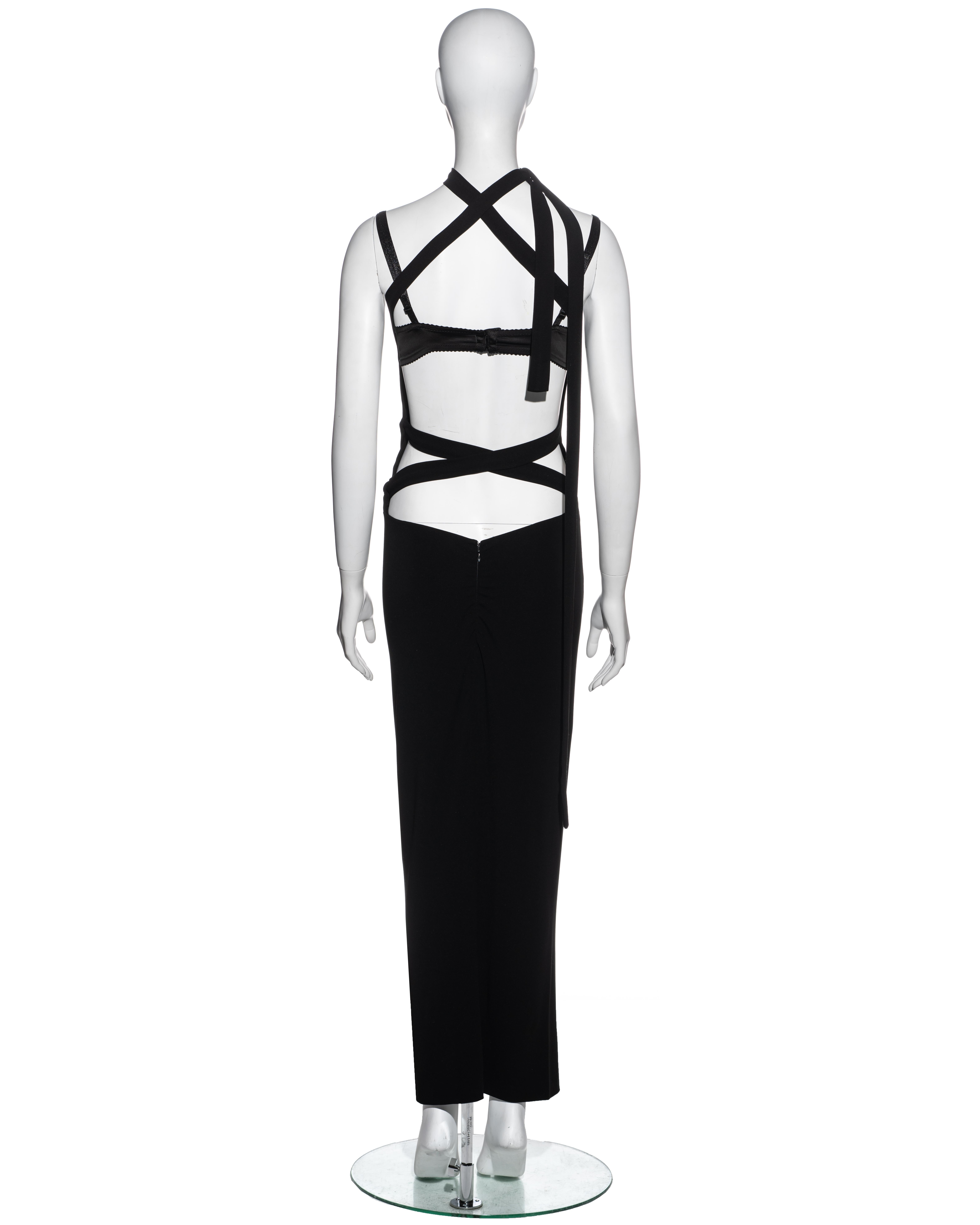 Dolce & Gabbana black rayon bandage strap backless maxi dress, ss 2001 In Excellent Condition In London, GB