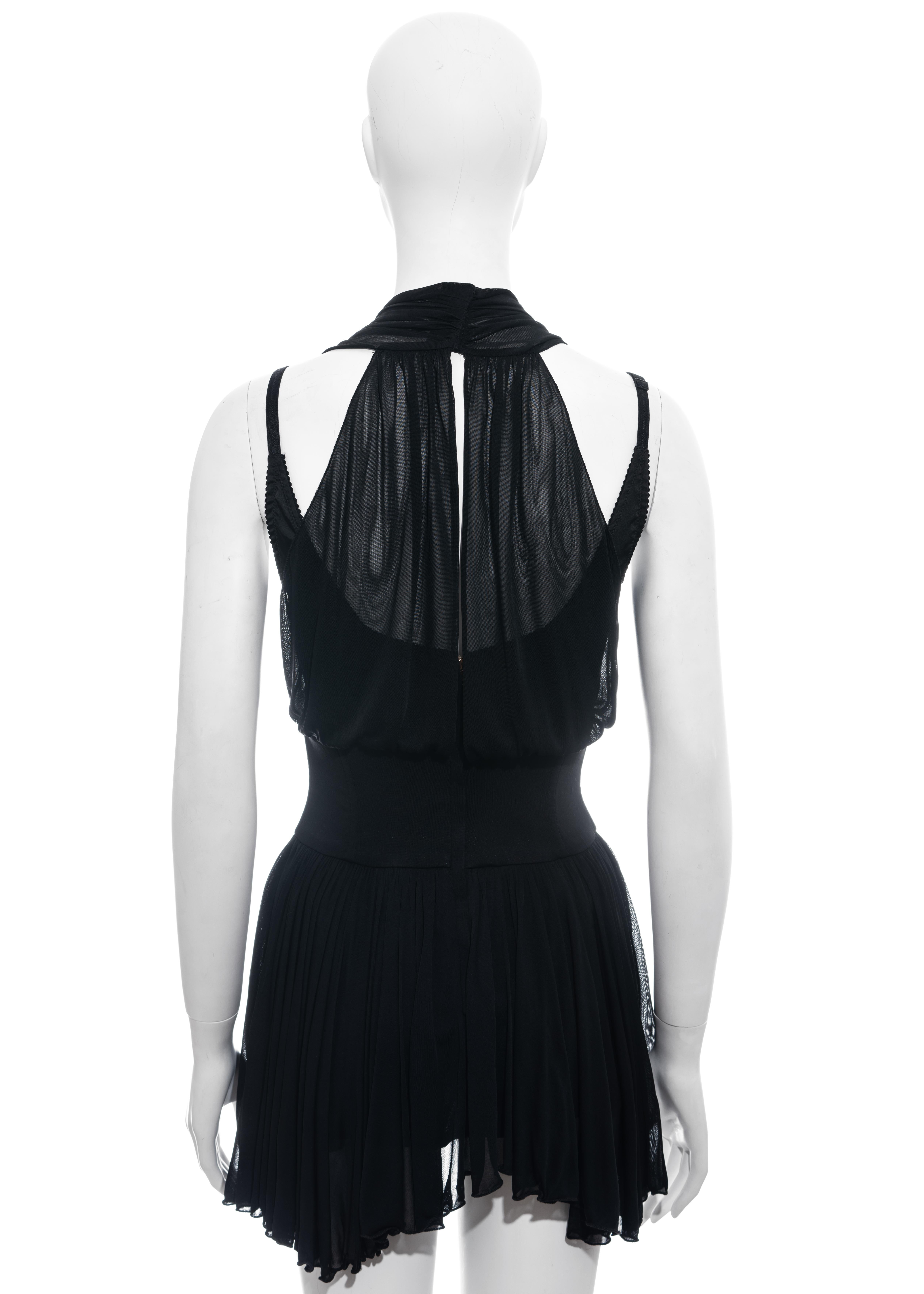 Dolce & Gabbana Schwarzes Mini-Halterkleid aus Viskose mit Korsett 2