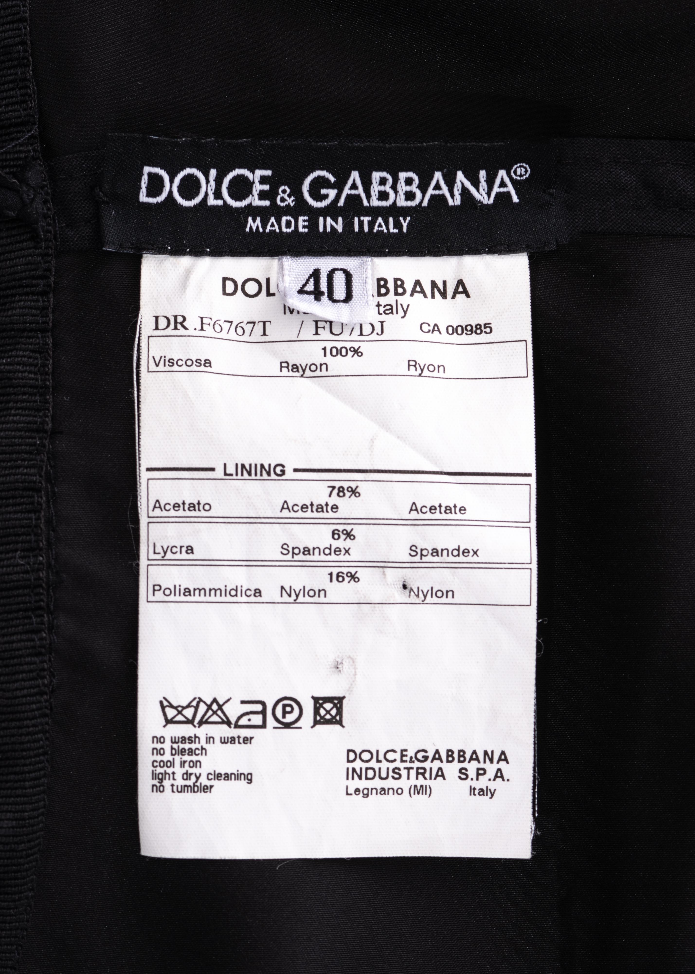 Women's Dolce & Gabbana black rayon corseted mini halter dress