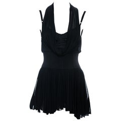 Dolce & Gabbana Schwarzes Mini-Halterkleid aus Viskose mit Korsett