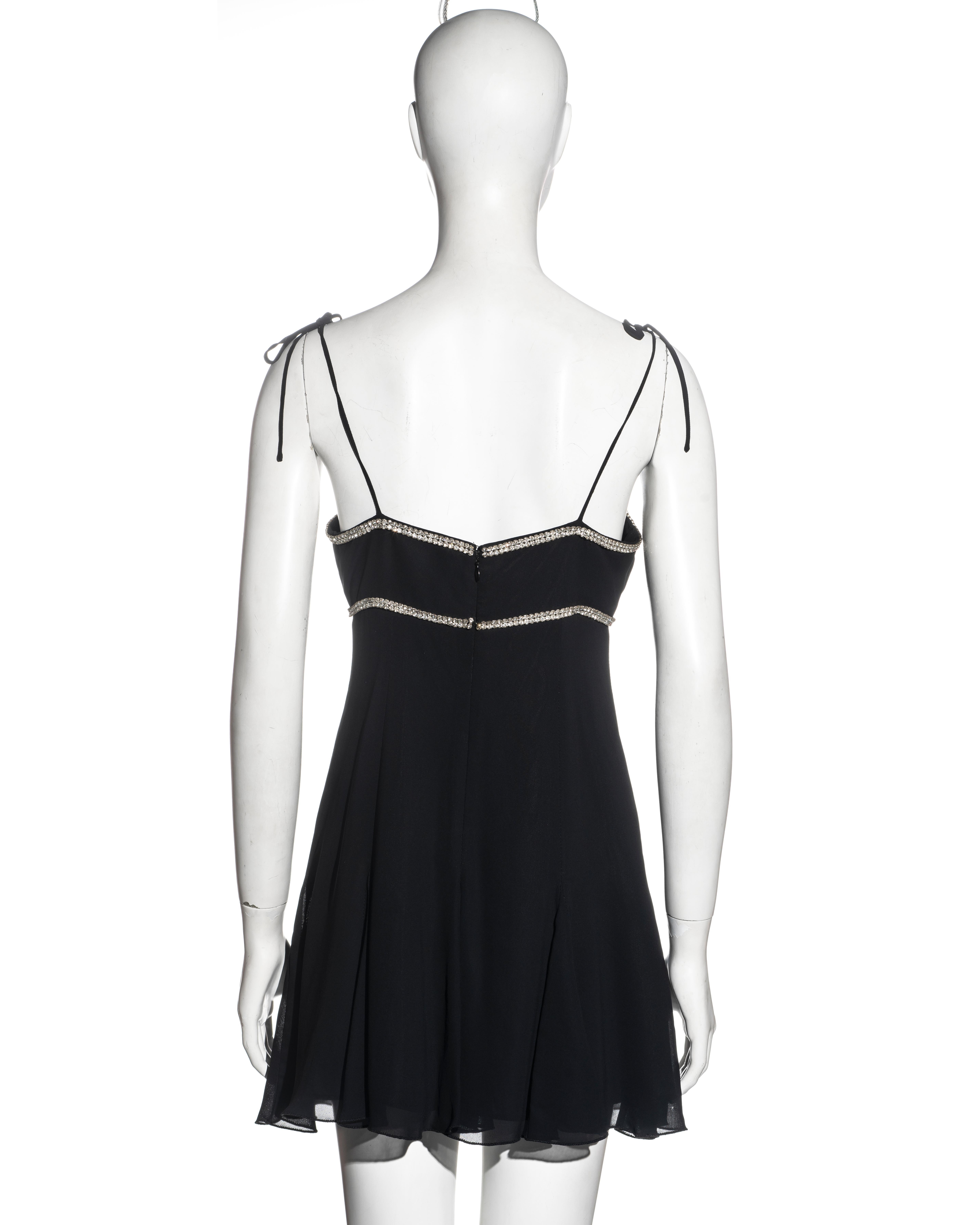 Dolce & Gabbana black rayon evening mini dress with crystal trim, ss 1995 For Sale 2