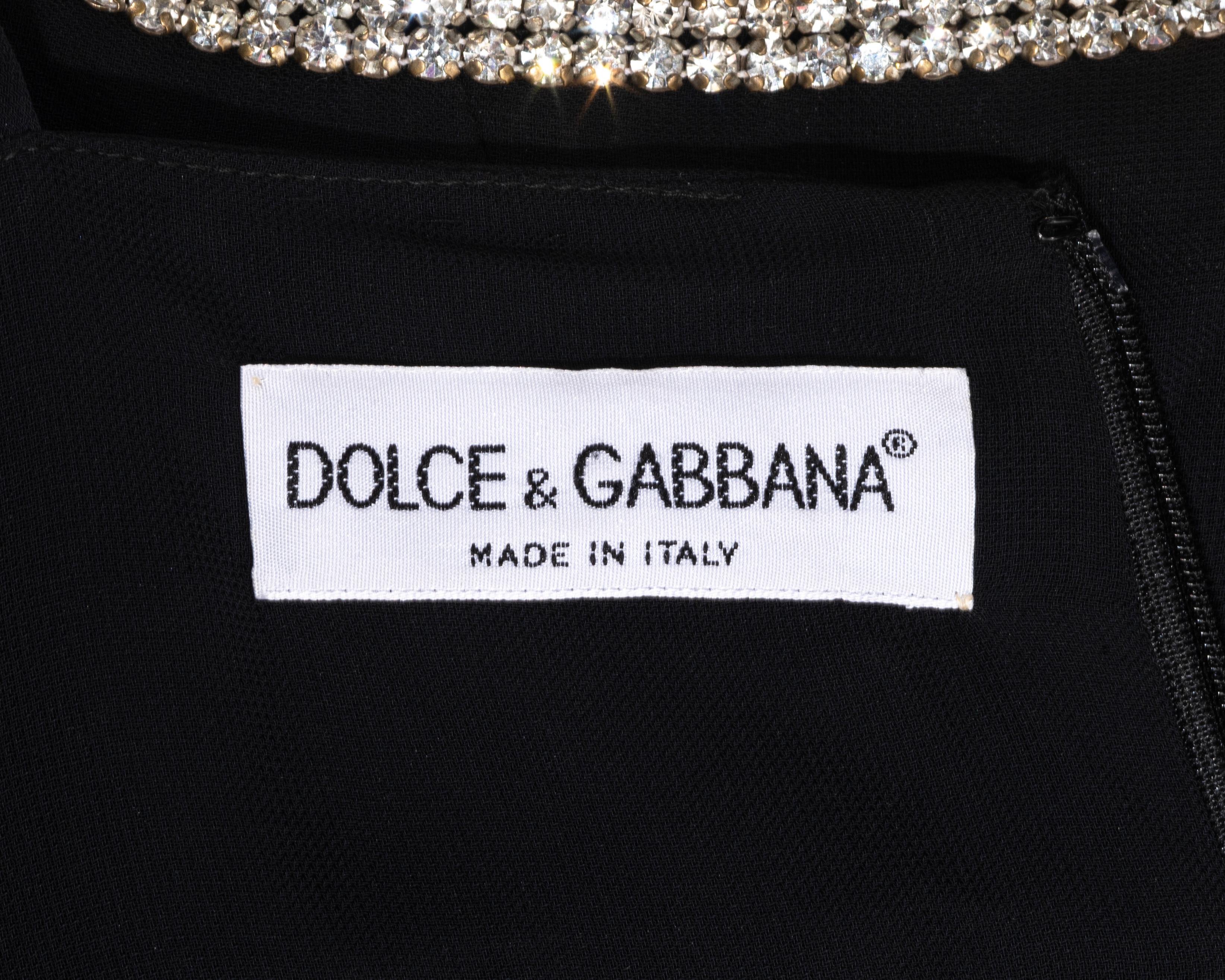 Dolce & Gabbana black rayon evening mini dress with crystal trim, ss 1995 For Sale 3
