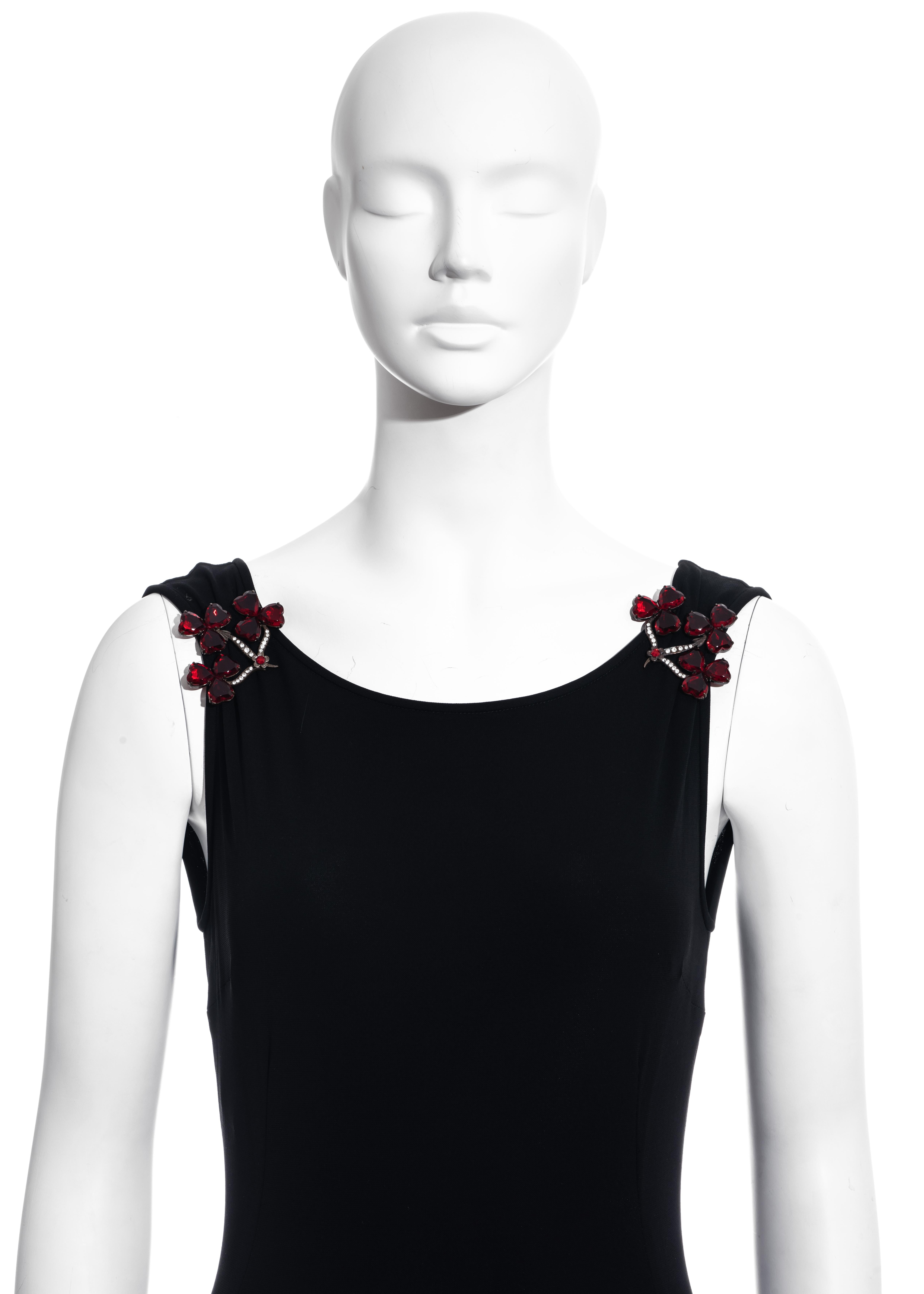 Noir Dolce & Gabbana - Robe longue en jersey de rayonne noir avec cristaux  Broches de la collection A/H 1998 en vente
