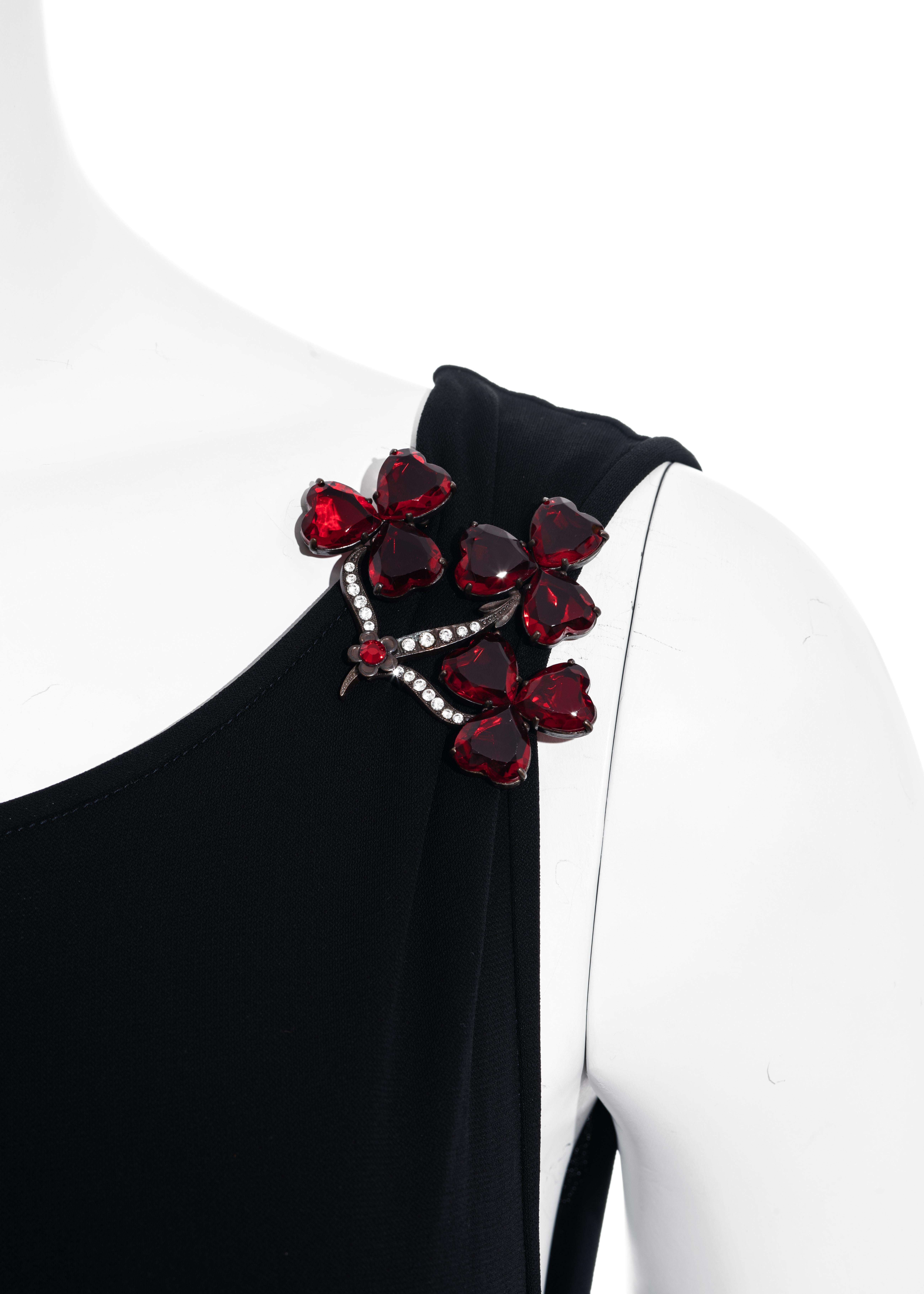 Dolce & Gabbana - Robe longue en jersey de rayonne noir avec cristaux  Broches de la collection A/H 1998 Excellent état - En vente à London, GB