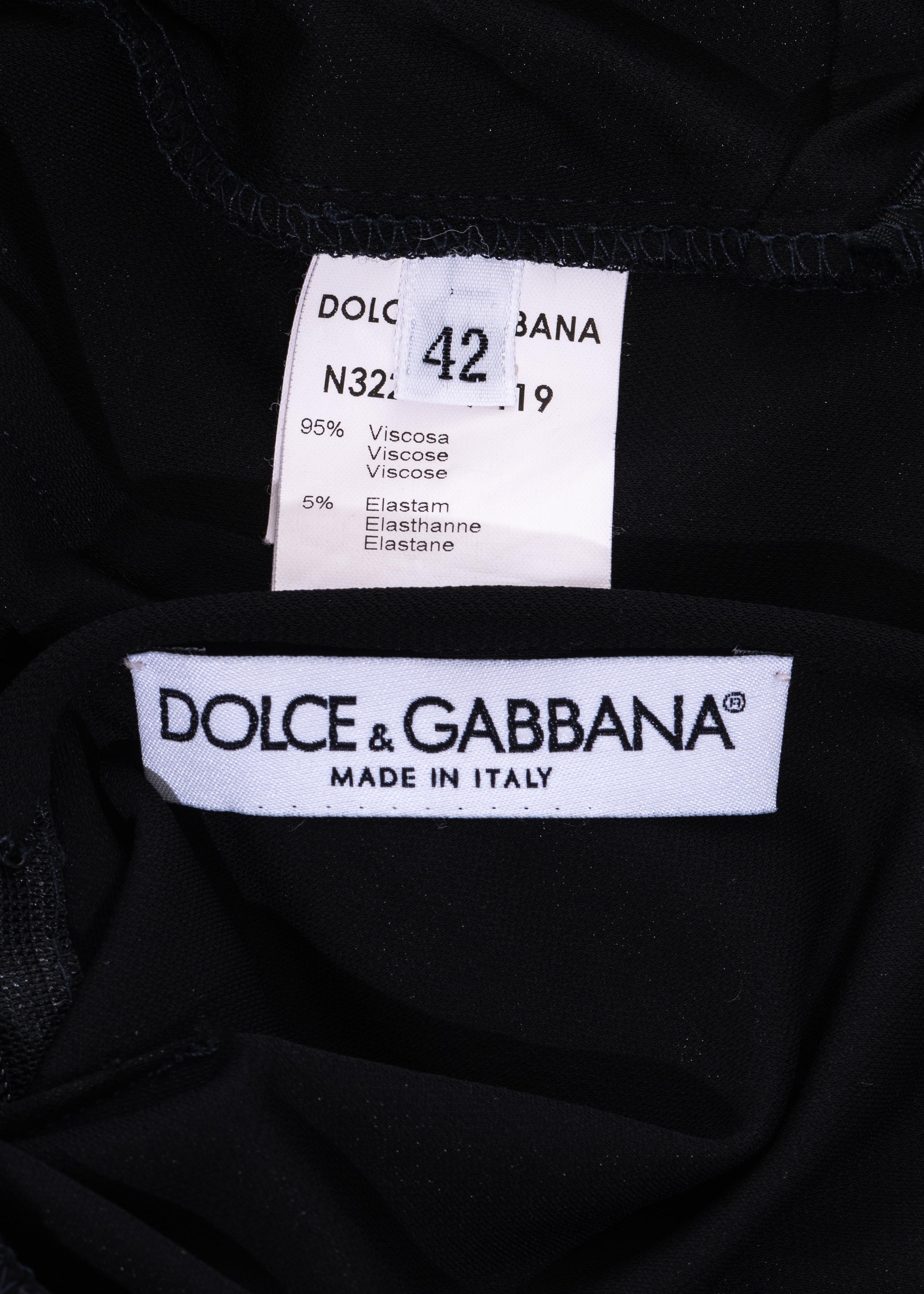 Dolce & Gabbana - Robe longue en jersey de rayonne noir avec cristaux  Broches de la collection A/H 1998 en vente 1