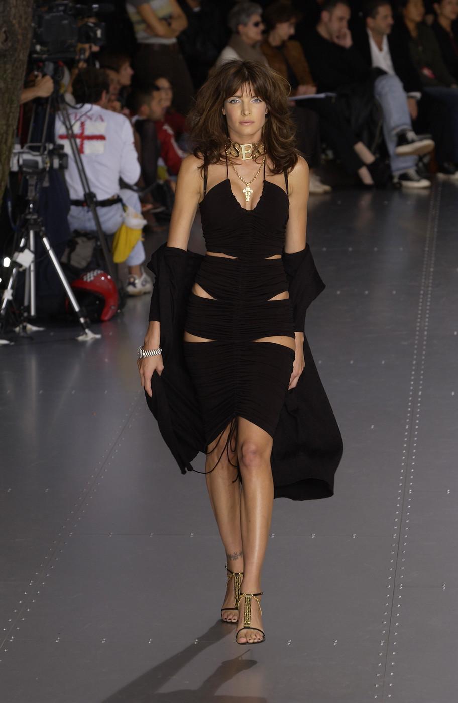 Black Dolce & Gabbana black rayon ruched halter neck dress with cut-outs, ss 2003