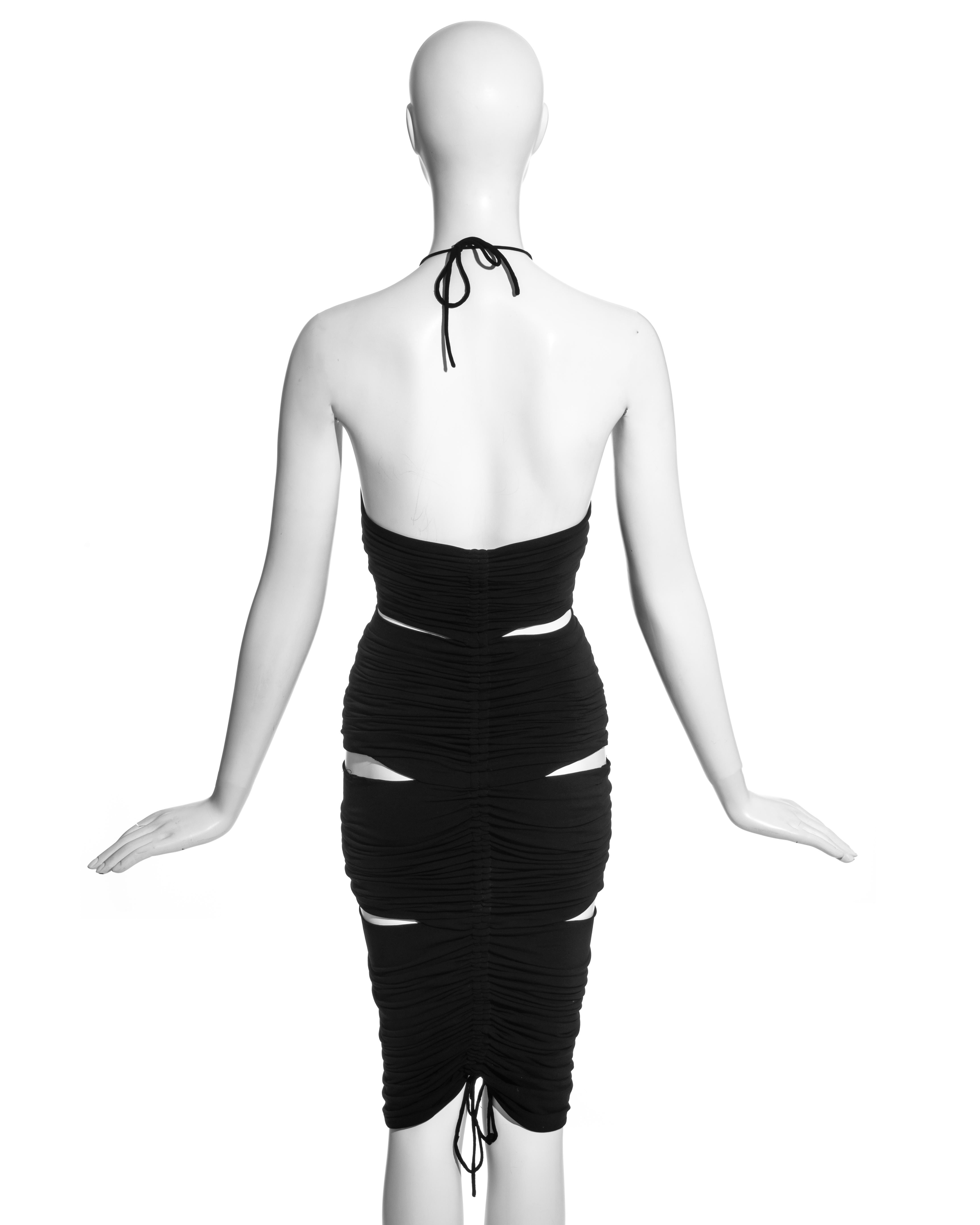 Dolce & Gabbana black rayon ruched halter neck dress with cut-outs, ss 2003 2