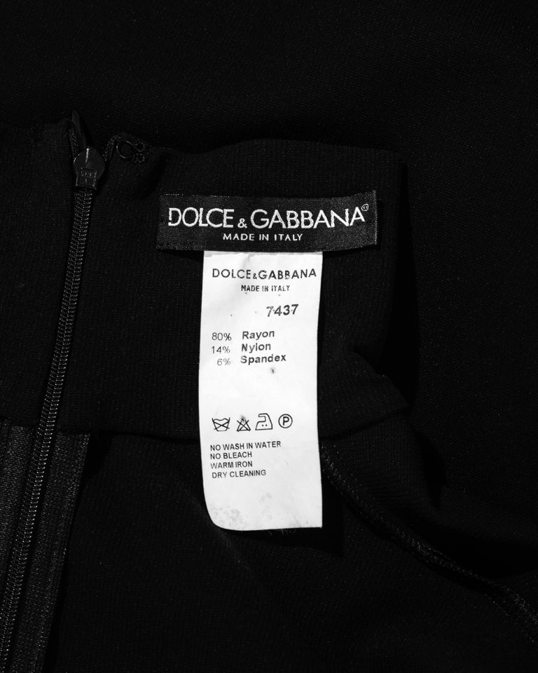 Dolce and Gabbana black rayon spandex maxi dress with high leg slit, ss ...