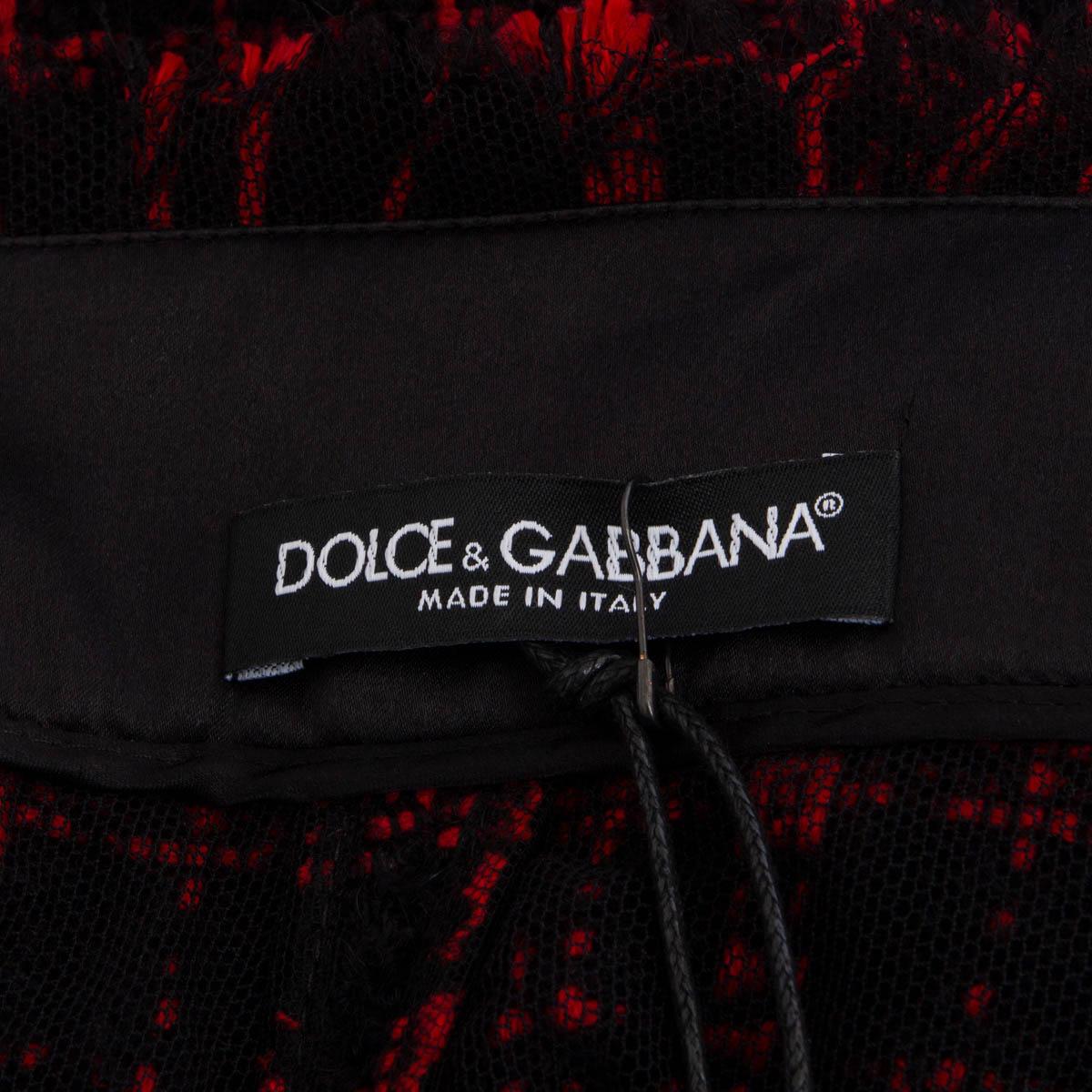 DOLCE & GABBANA black & red cotton FRINGED TARTAN TWEED Skirt 40 S 2