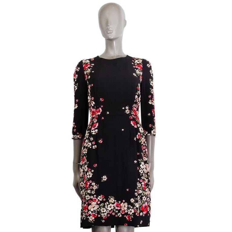 chinese dress ladies Dolce & Gabbana Black Lace Red Heart Shift Dress