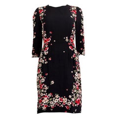 DOLCE & GABBANA Robe fourreau noire et rouge à fleurs 44