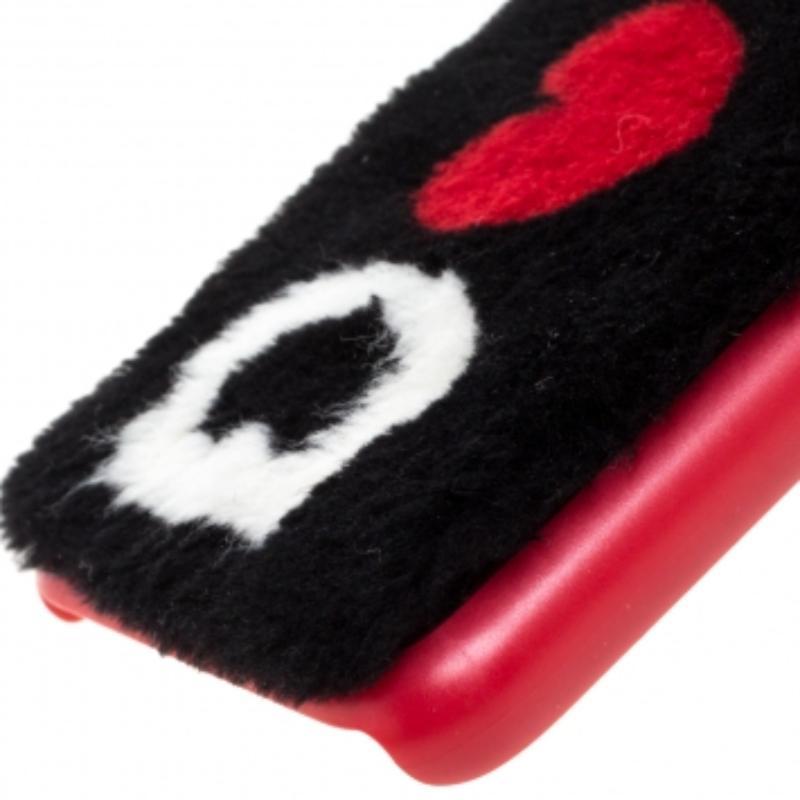 Dolce & Gabbana Black/Red Fur Logo Plaque iPhone X Cover For Sale 2