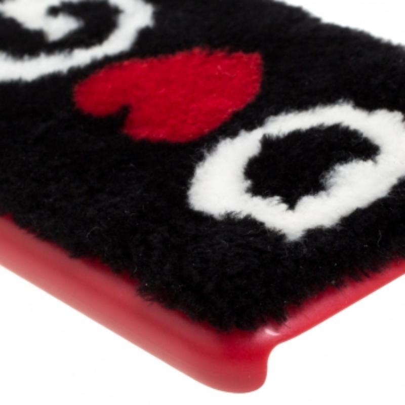 Dolce & Gabbana Black/Red Fur Logo Plaque iPhone X Cover For Sale 4