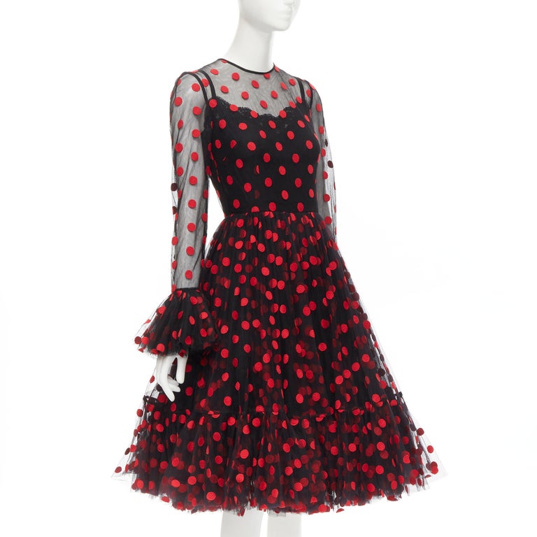 open lace back dress Red, Black & White Polka Dot Halter Dress