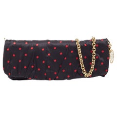 Dolce & Gabbana Black/Red Polka Dot Satin Sicily Chain Clutch