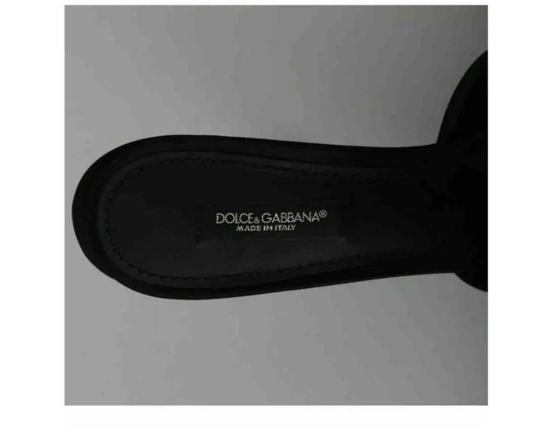 Dolce & Gabbana Black Red Roses Heels Pumps Slip-on Sandals Shoes DG Flowers In New Condition In WELWYN, GB