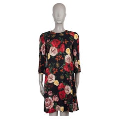 DOLCE & GABBANA black red viscose 2019 BAROQUE ROSE CREPE Dress 44 L