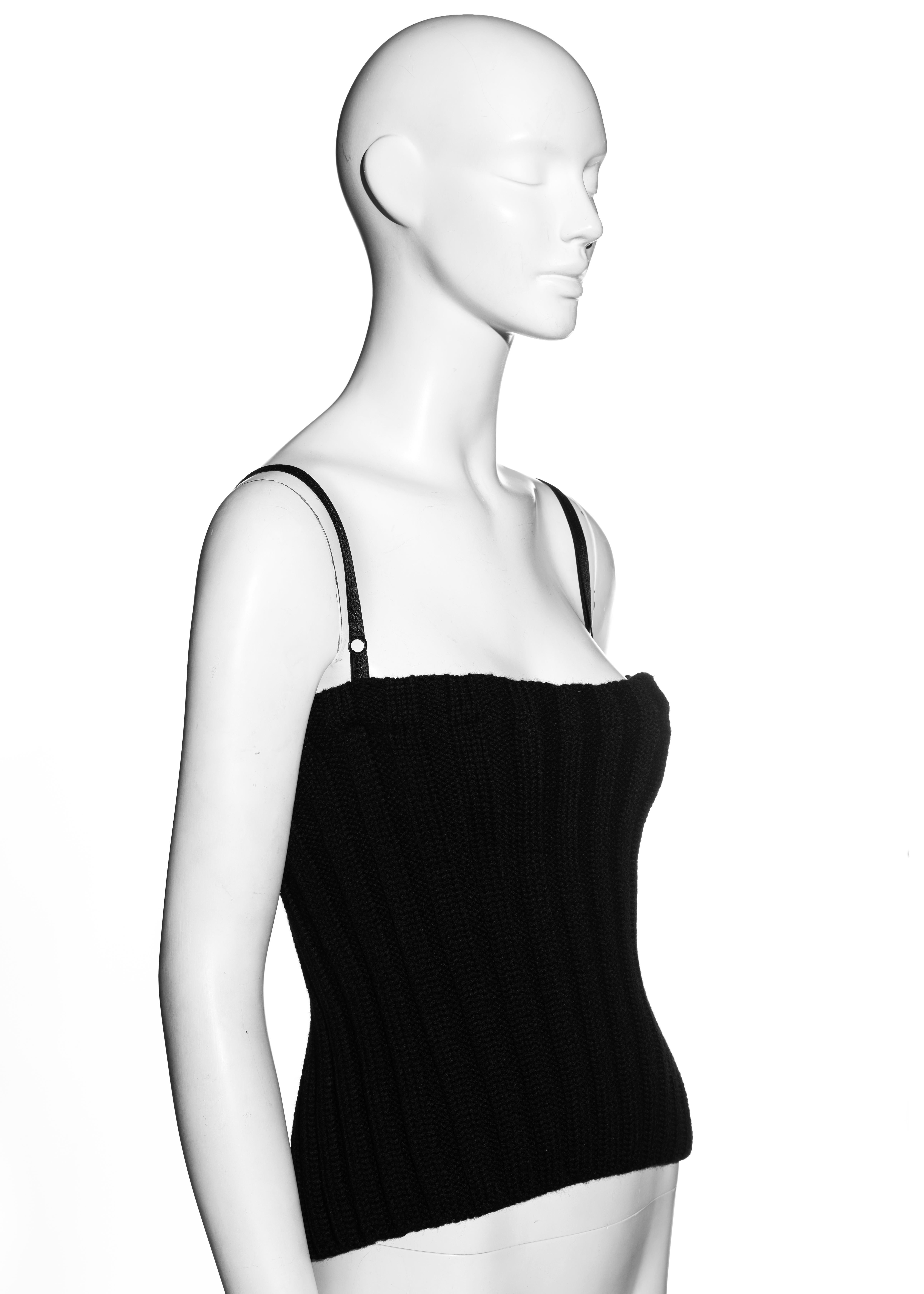 Black Dolce & Gabbana black rib-knit open back corset top, fw 1999