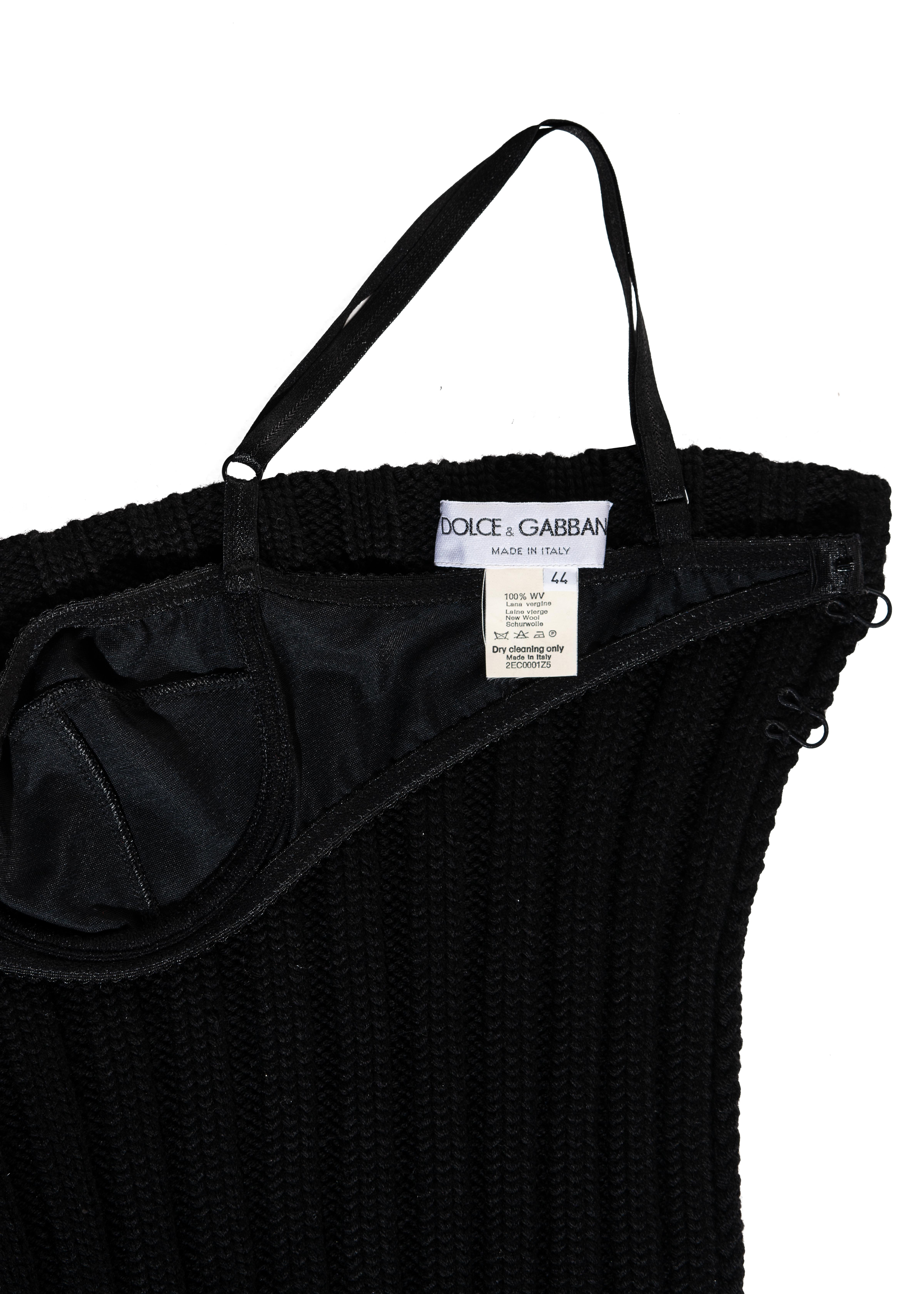 Women's Dolce & Gabbana black rib-knit open back corset top, fw 1999