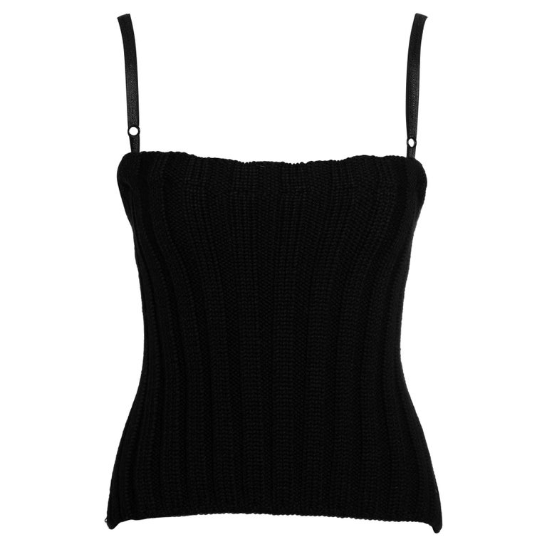 Dolce and Gabbana black rib-knit open back corset top, fw 1999 at 1stDibs