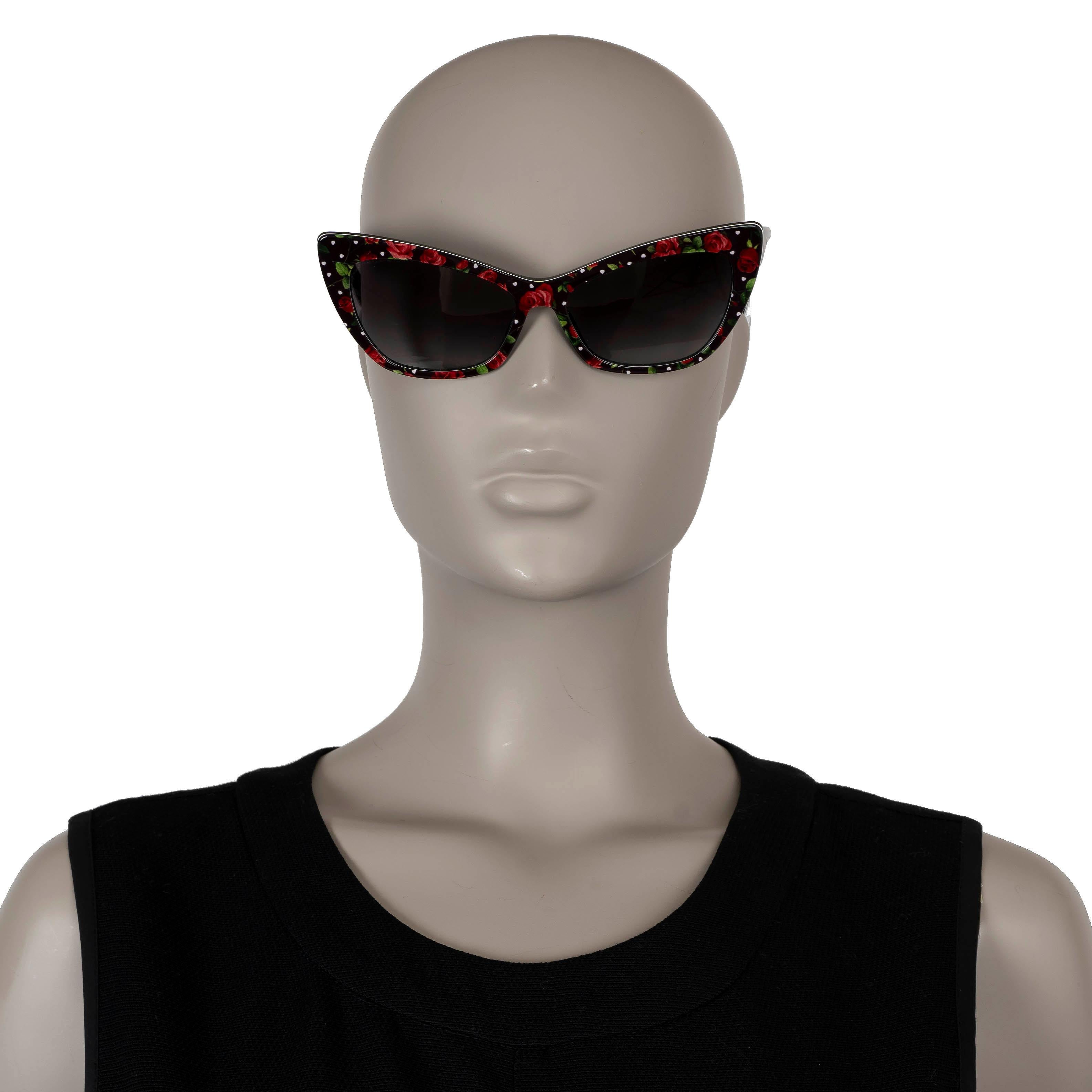 Women's DOLCE & GABBANA black ROSE & POLKA DOT CAT-EYE Sunglasses For Sale