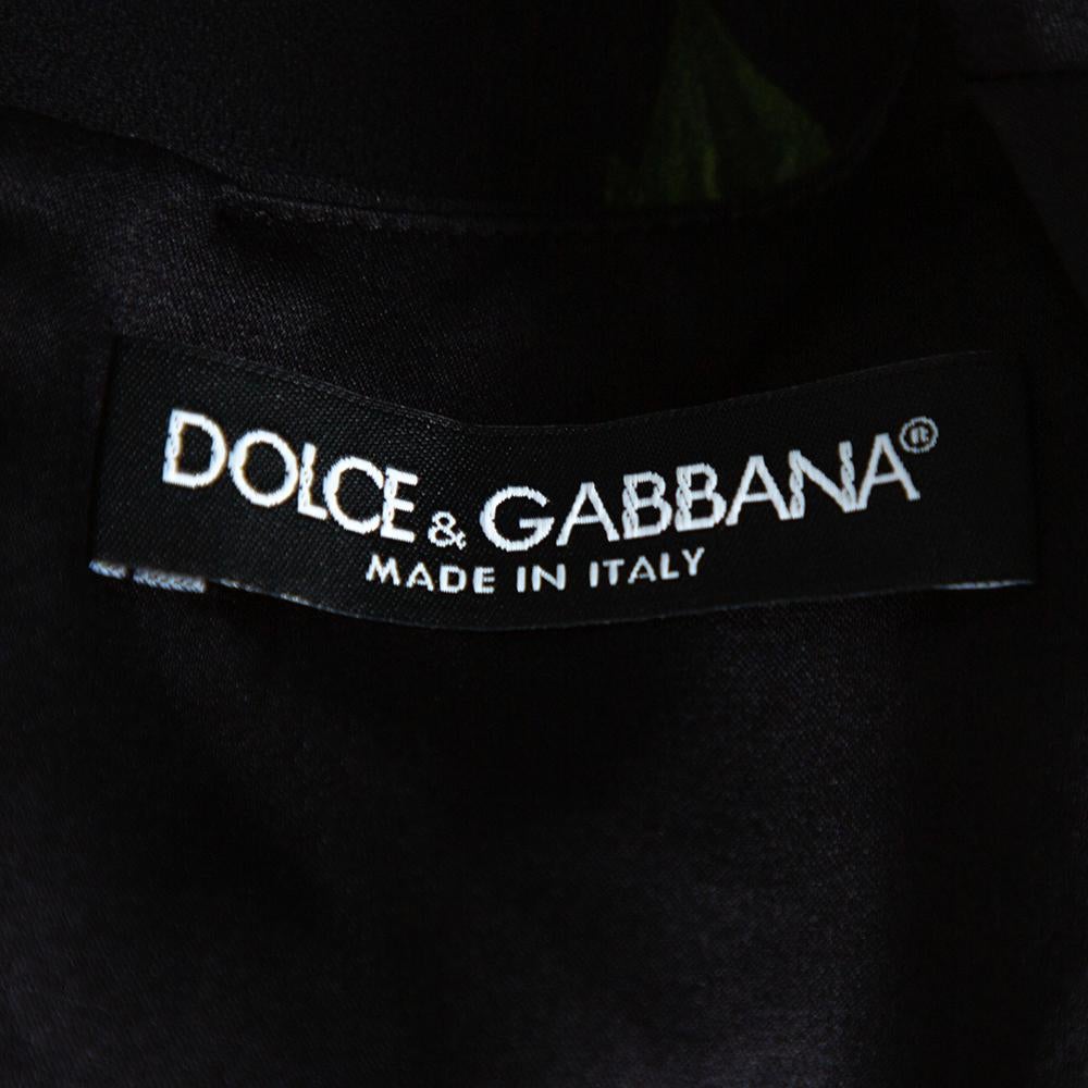Dolce & Gabbana Schwarz Rose drucken Crepe Shift Kleid S Damen