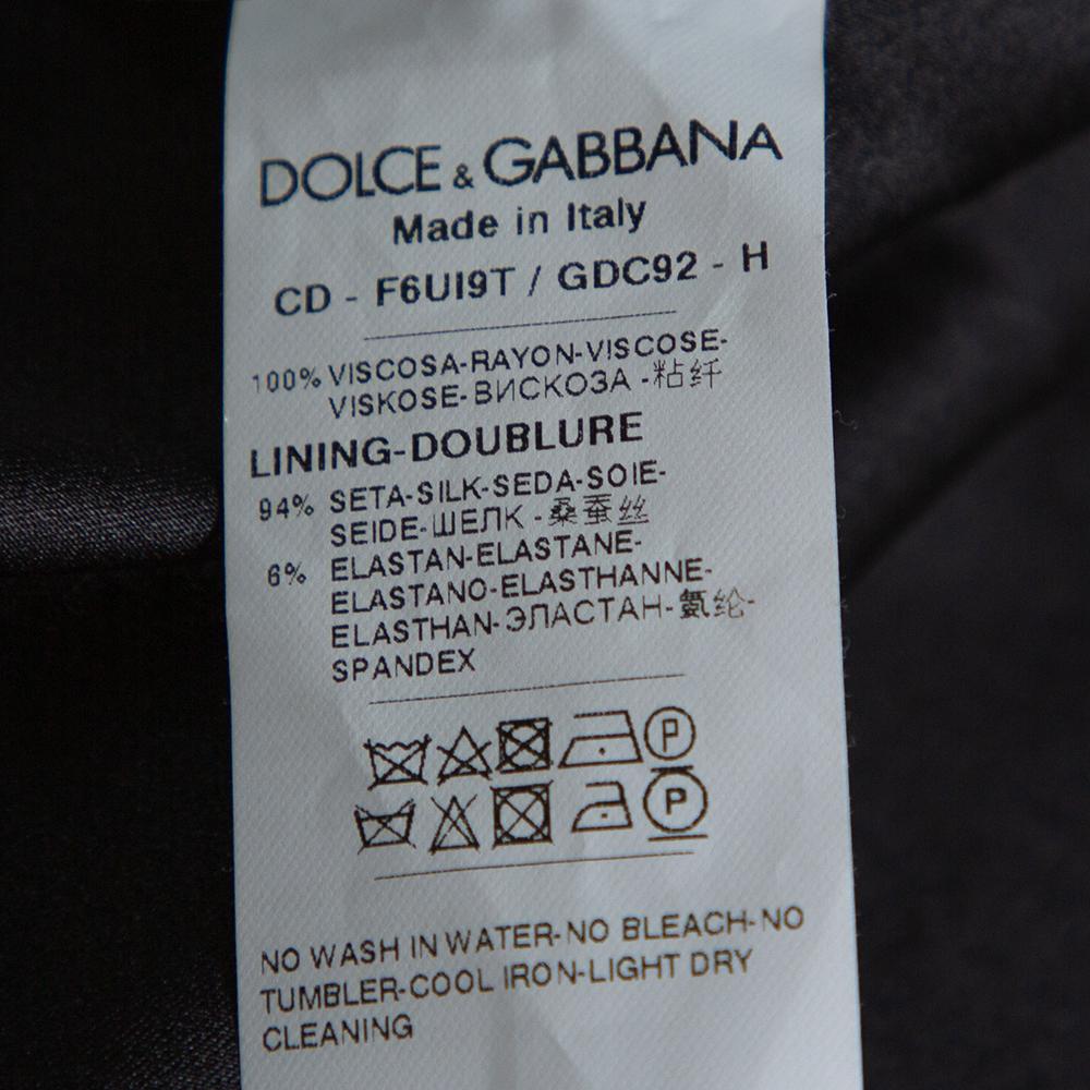 Purple Dolce & Gabbana Black Rose Print Crepe Shift Dress S