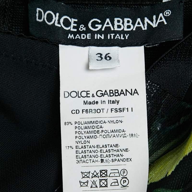 Dolce & Gabbana Black Rose Print Stretch Mesh Sheer Bodycon Dress XS For Sale 1