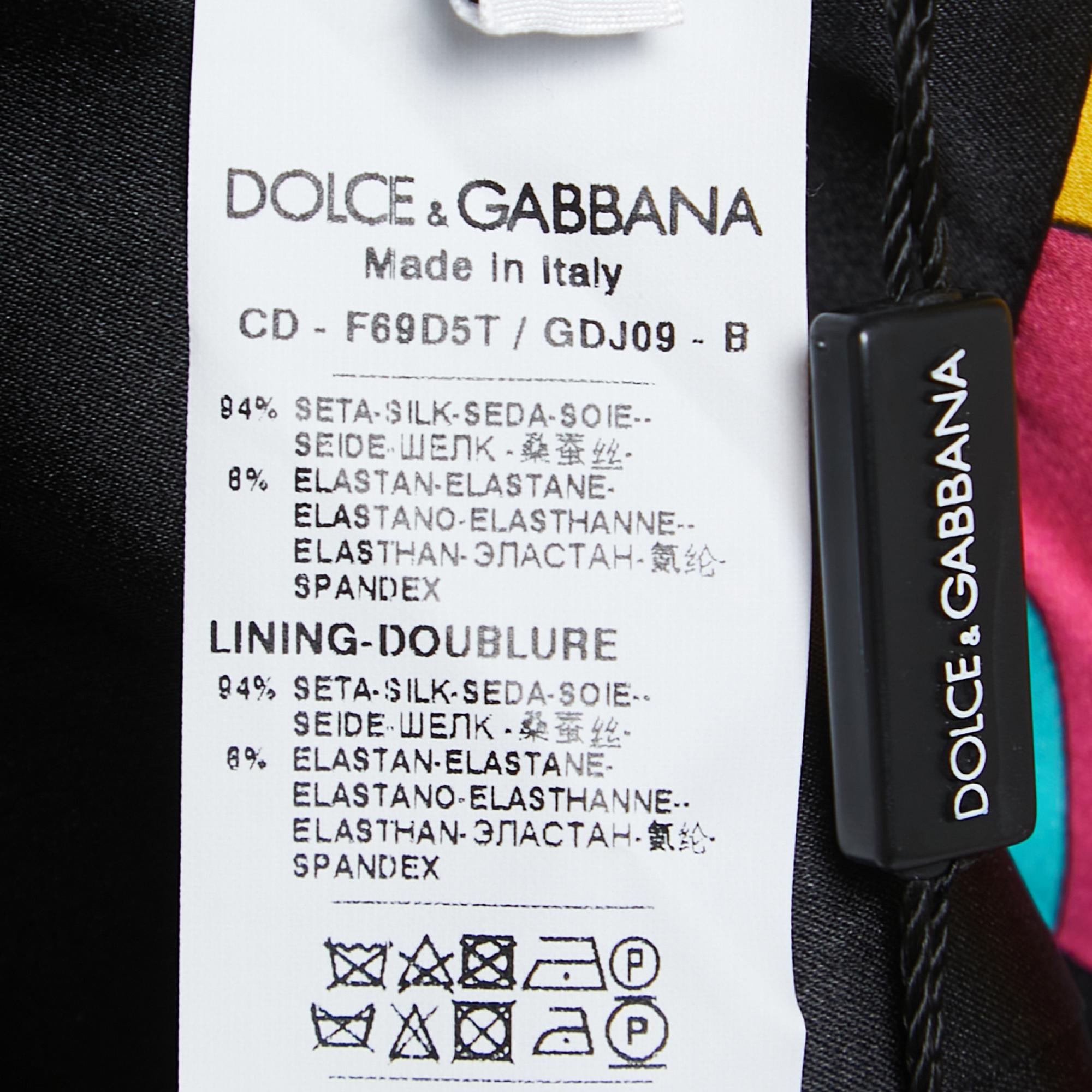 Dolce & Gabbana Black Rose Printed Silk Kimono Dress S 1