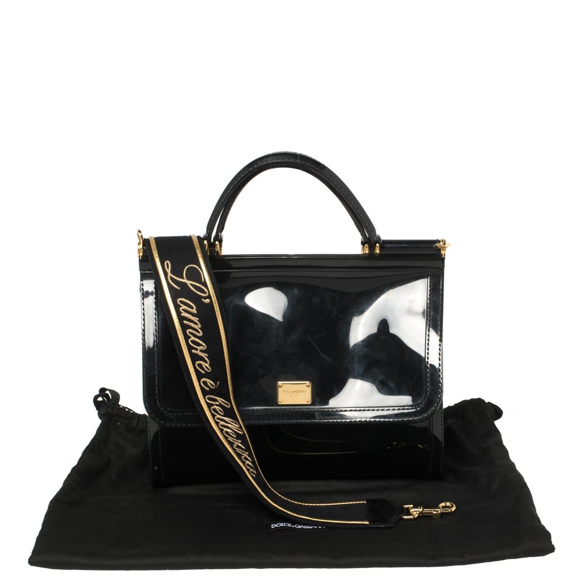 Dolce & Gabbana Black Rubber Small L'amore È Bellezza Miss Sicily Top Handle Bag 7