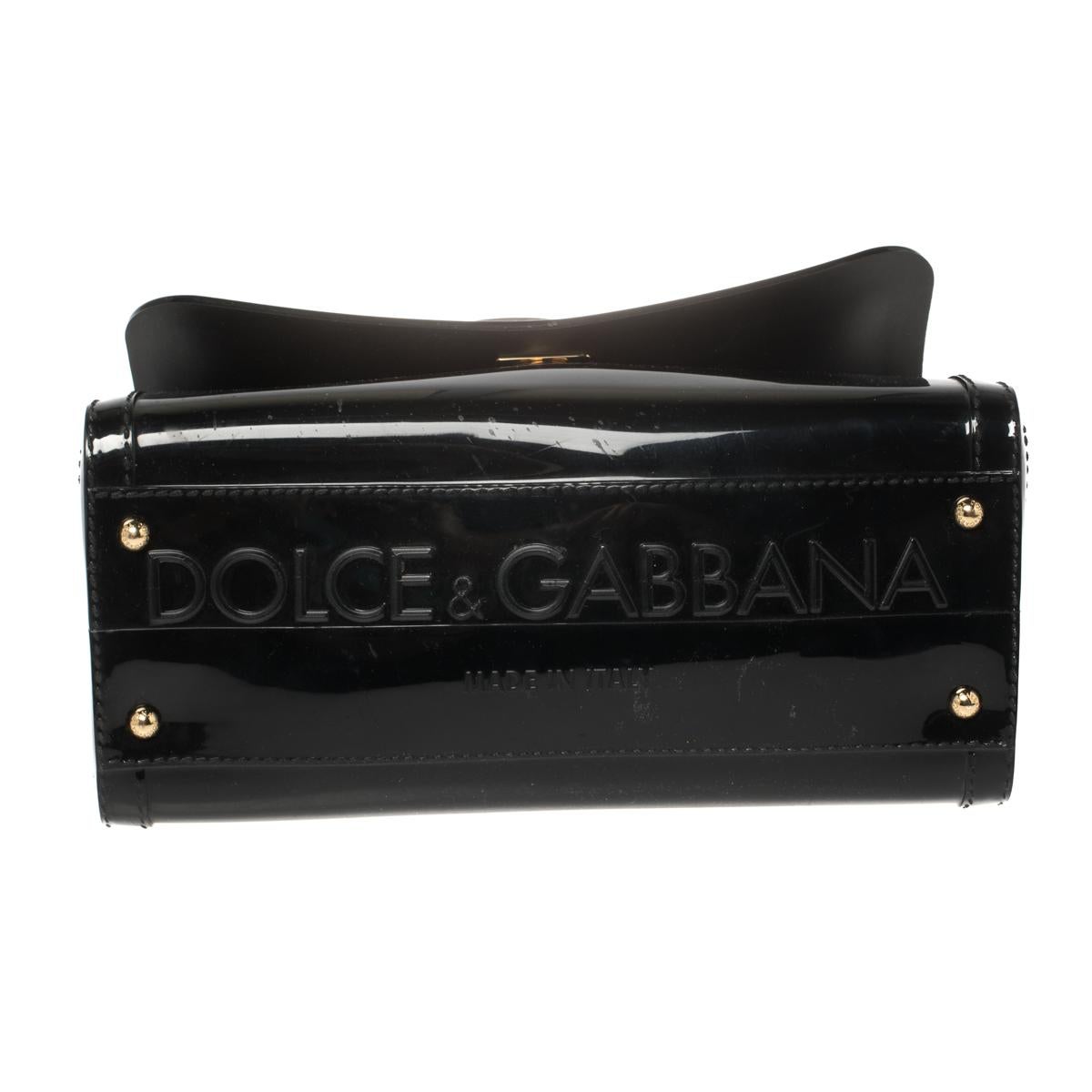 Dolce & Gabbana Black Rubber Small L'amore È Bellezza Miss Sicily Top Handle Bag 1