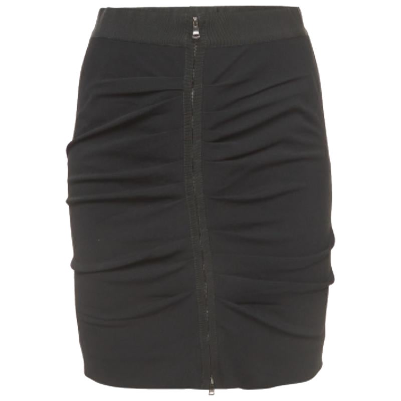 Dolce & Gabbana Minifalda de crepé con doble cremallera negra S en venta