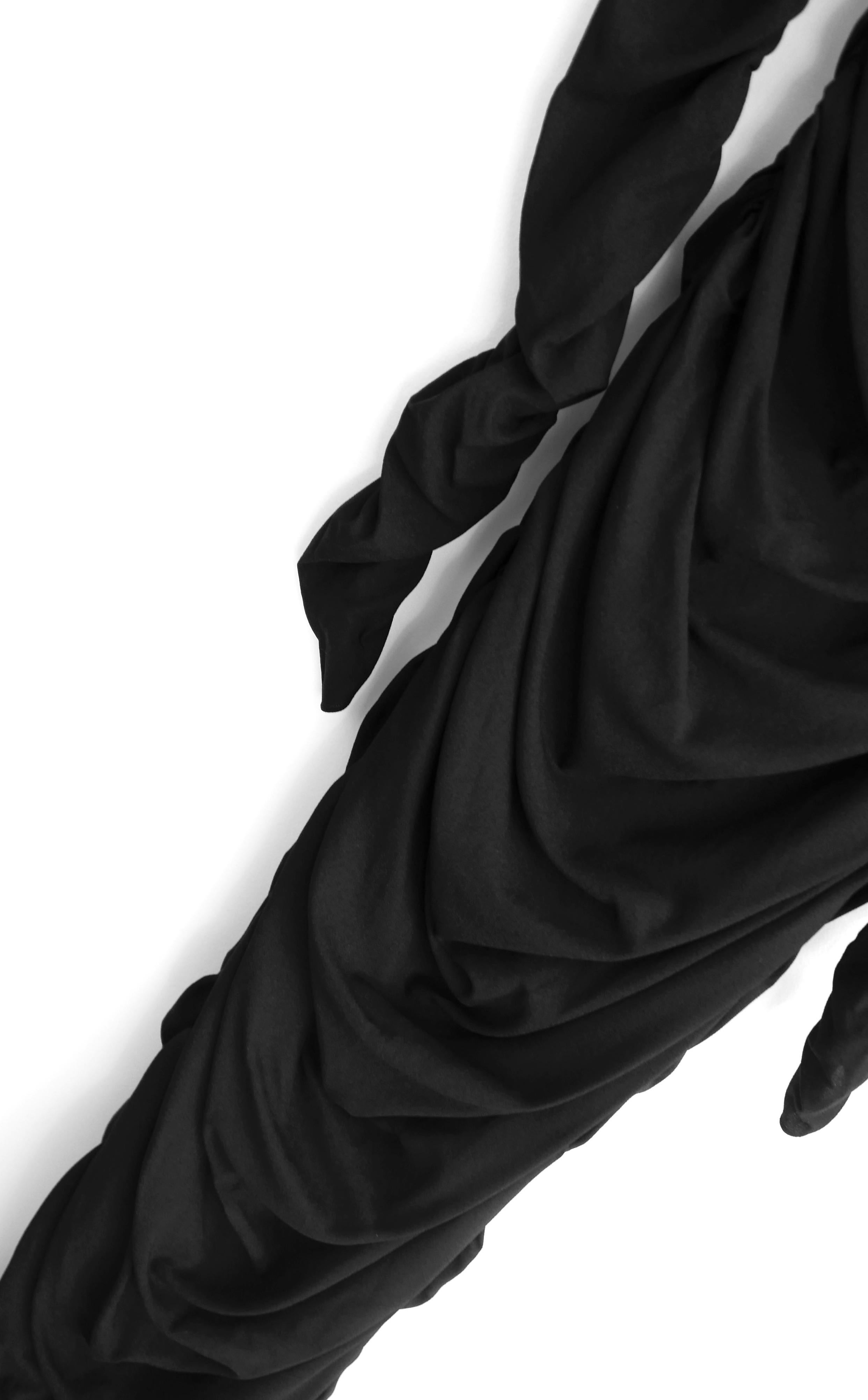 Dolce & Gabbana Black Ruched Crepe Midi Dress In New Condition For Sale In London, GB