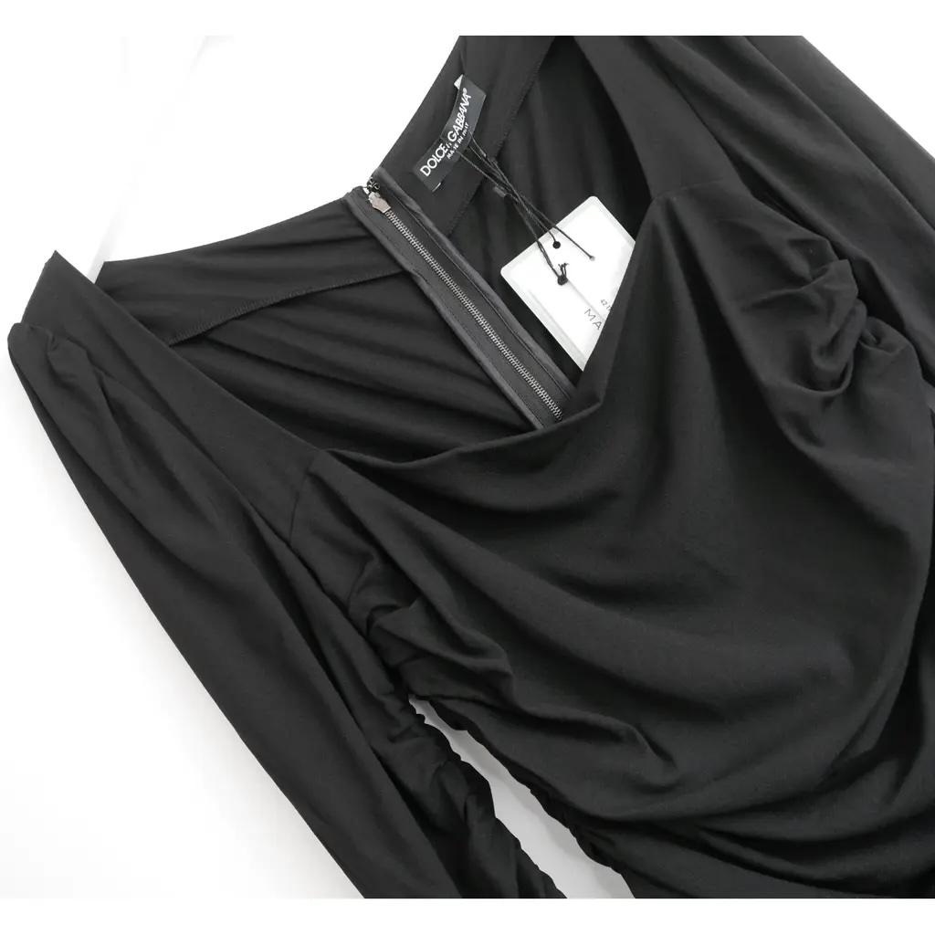 Dolce & Gabbana - Robe midi en crêpe froncé - Noir Neuf - En vente à London, GB