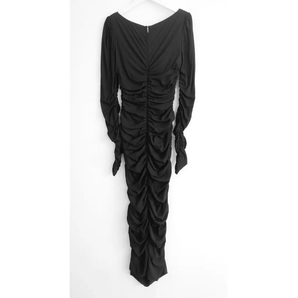 Dolce & Gabbana - Robe midi en crêpe froncé - Noir en vente 2
