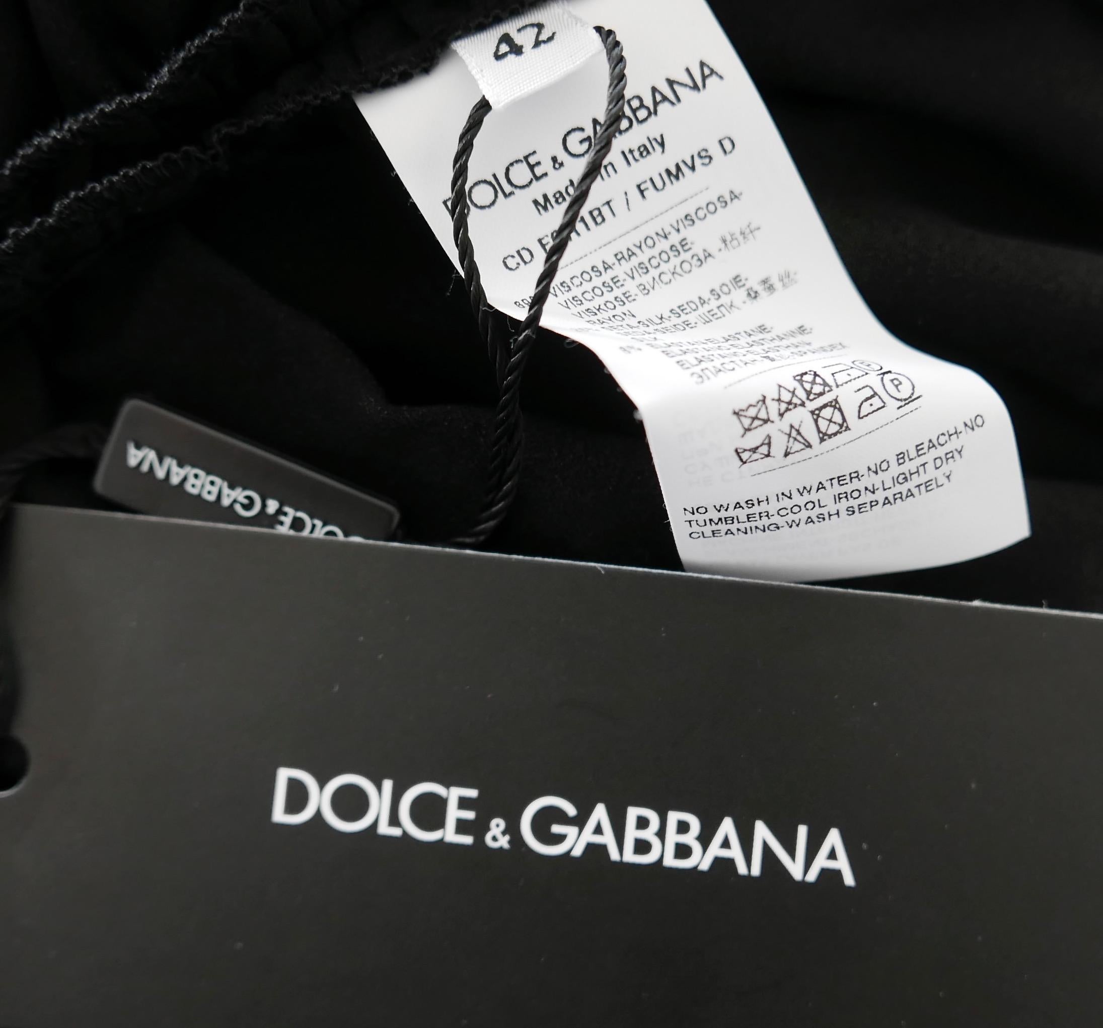 Dolce & Gabbana Black Ruched Crepe Midi Dress For Sale 4