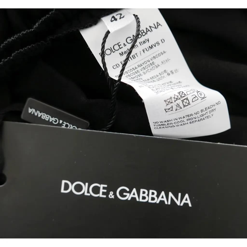 Dolce & Gabbana - Robe midi en crêpe froncé - Noir en vente 4