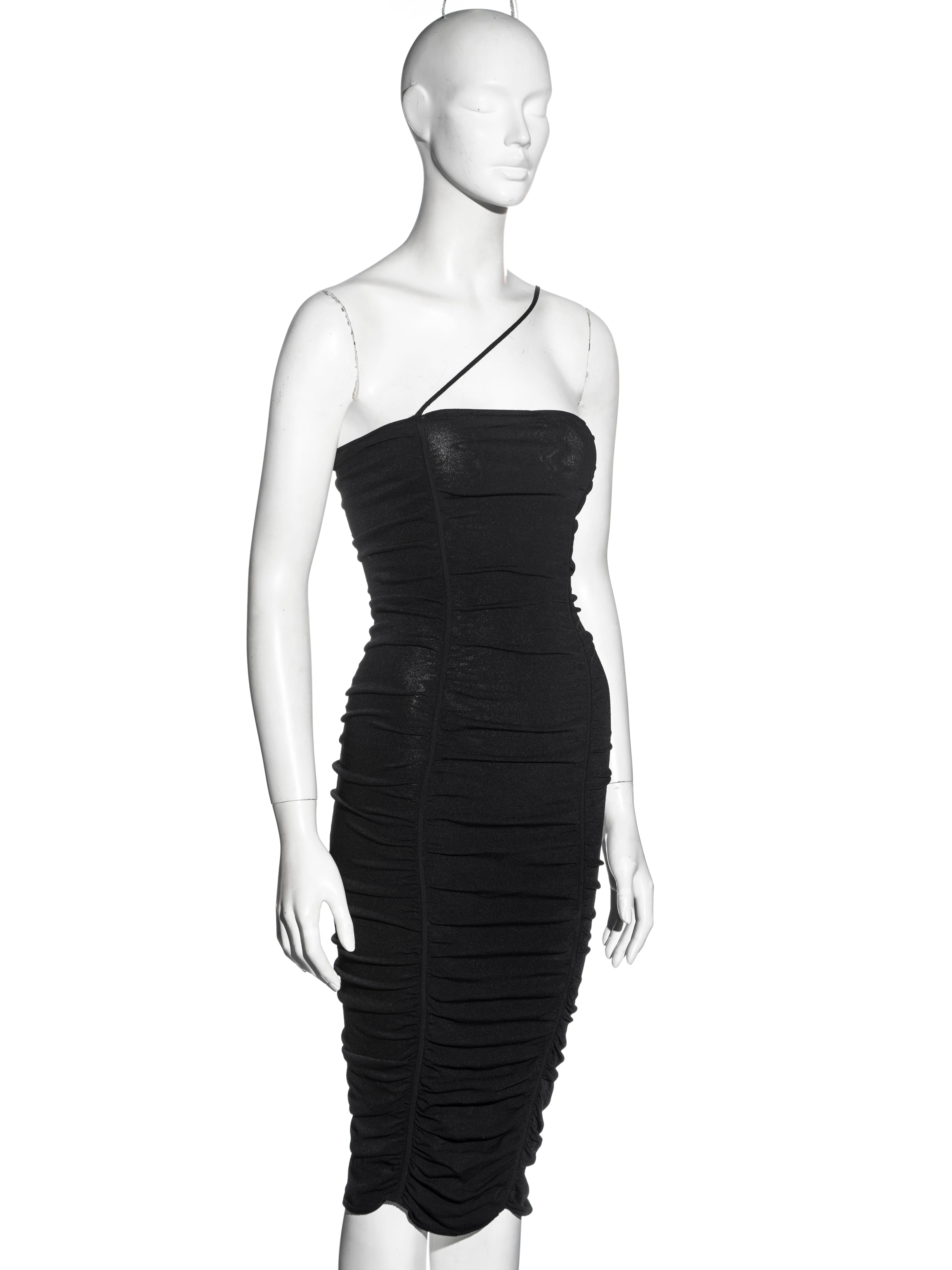 Black Dolce & Gabbana black ruched stretch-knit evening dress, ss 2001