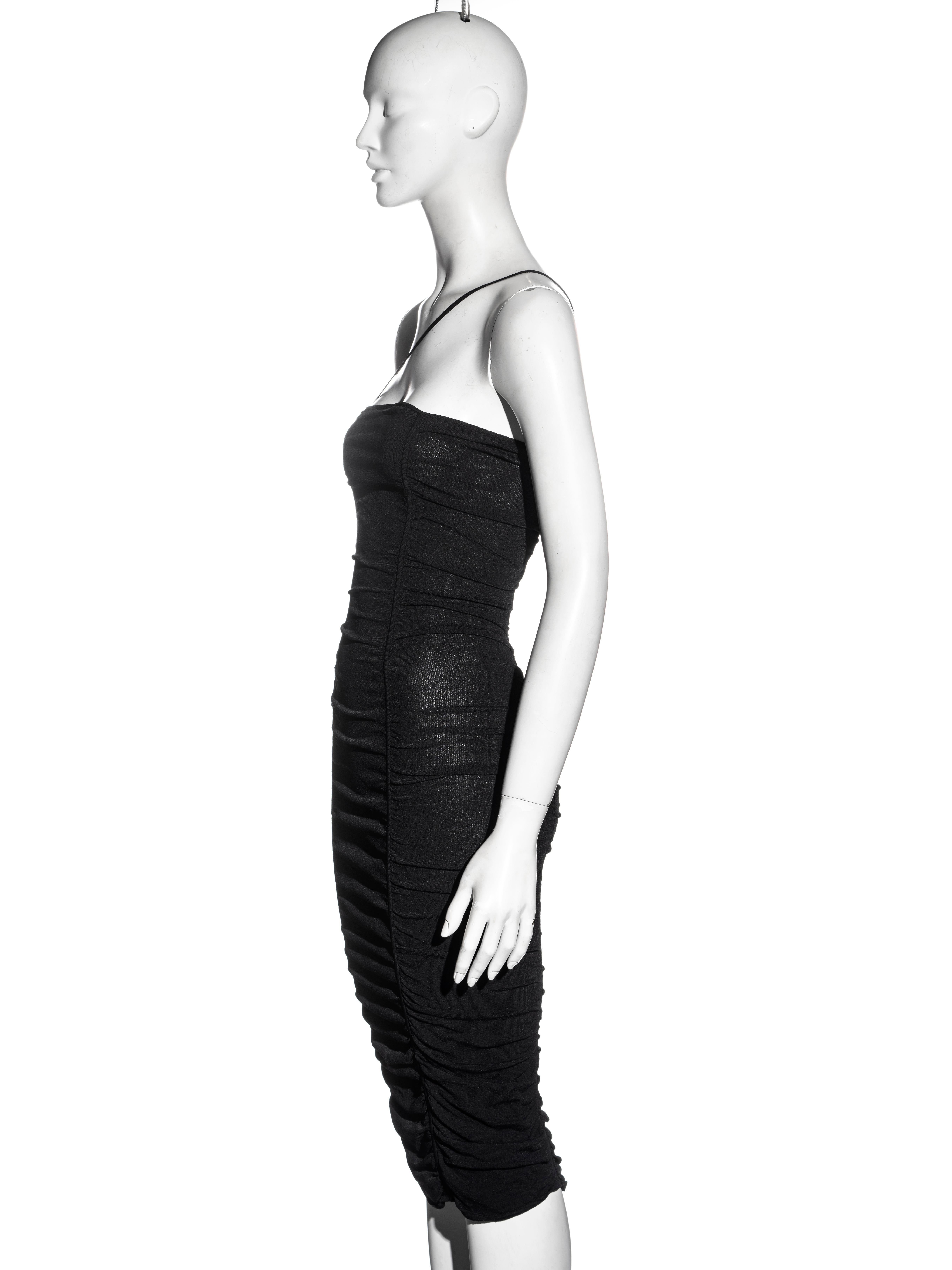 Women's Dolce & Gabbana black ruched stretch-knit evening dress, ss 2001
