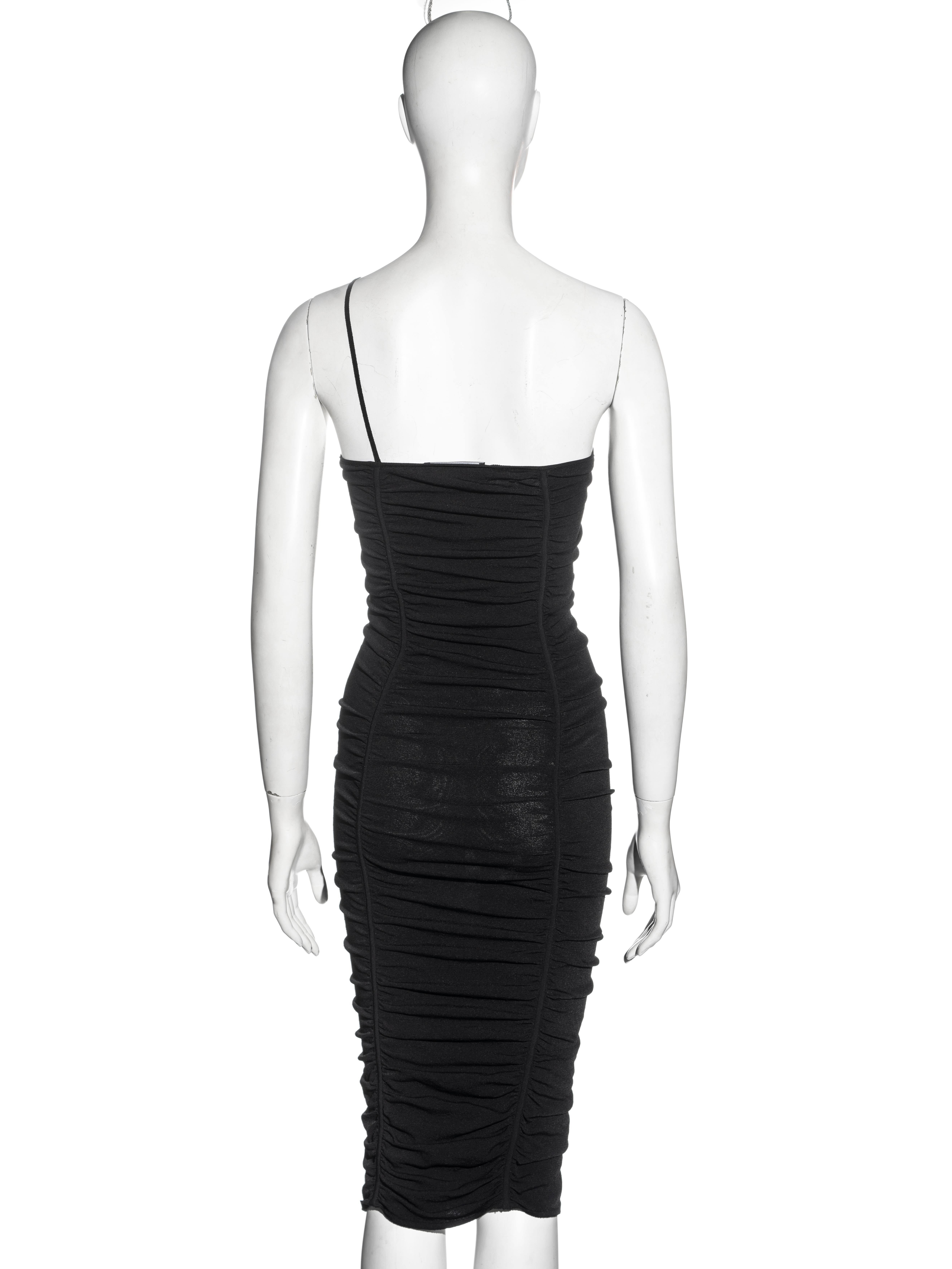 Dolce & Gabbana black ruched stretch-knit evening dress, ss 2001 2