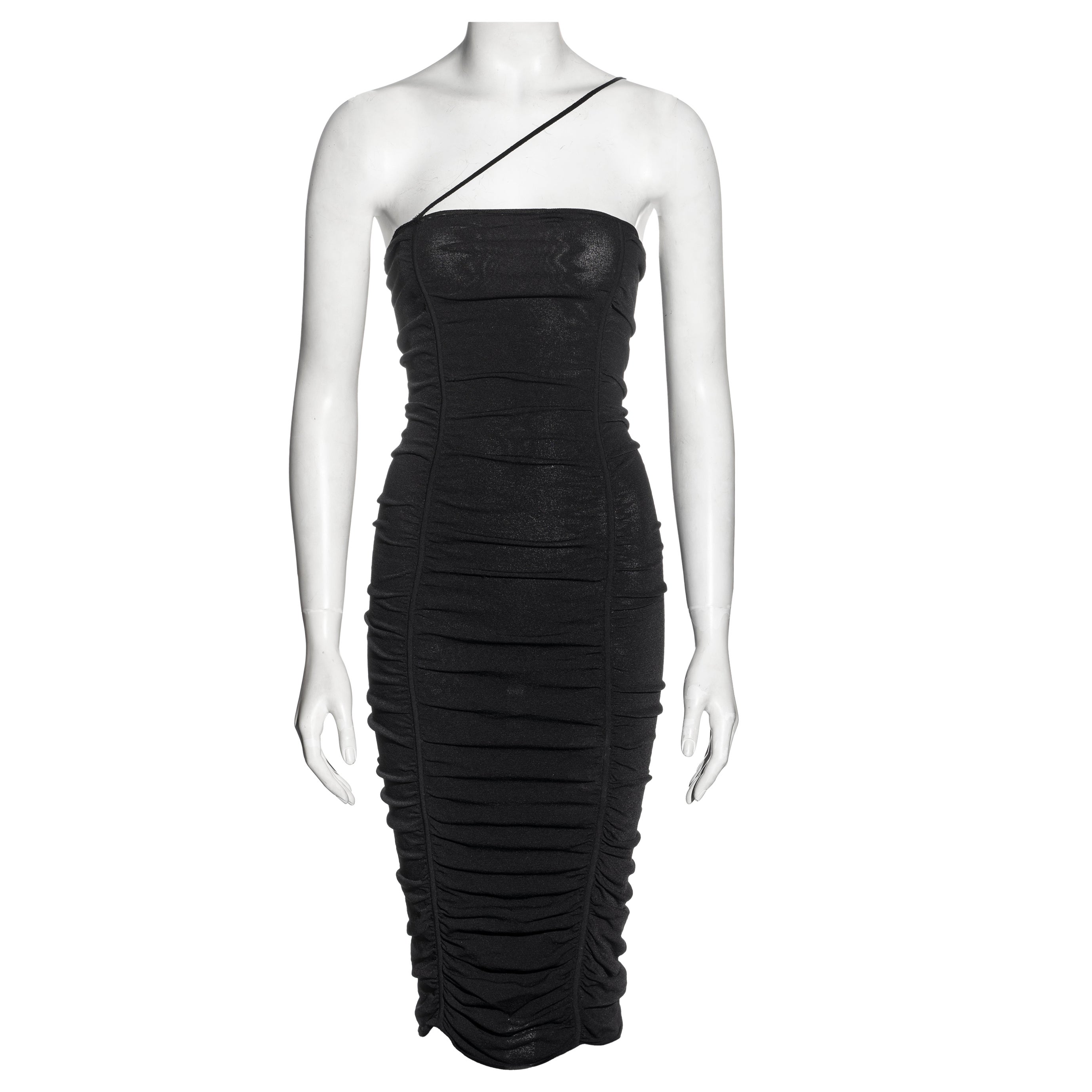 Dolce & Gabbana black ruched stretch-knit evening dress, ss 2001