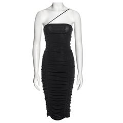 Dolce & Gabbana black ruched stretch-knit evening dress, ss 2001