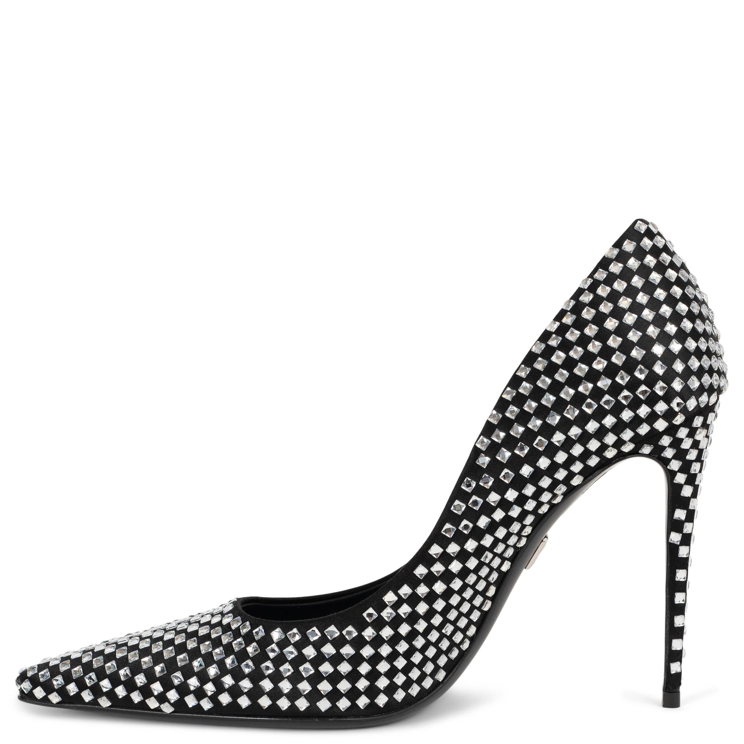Nero DOLCE & GABBANA - Scarpe in raso nero 2024 LOLLO CRYSTAL EMBELLISHE 38 in vendita
