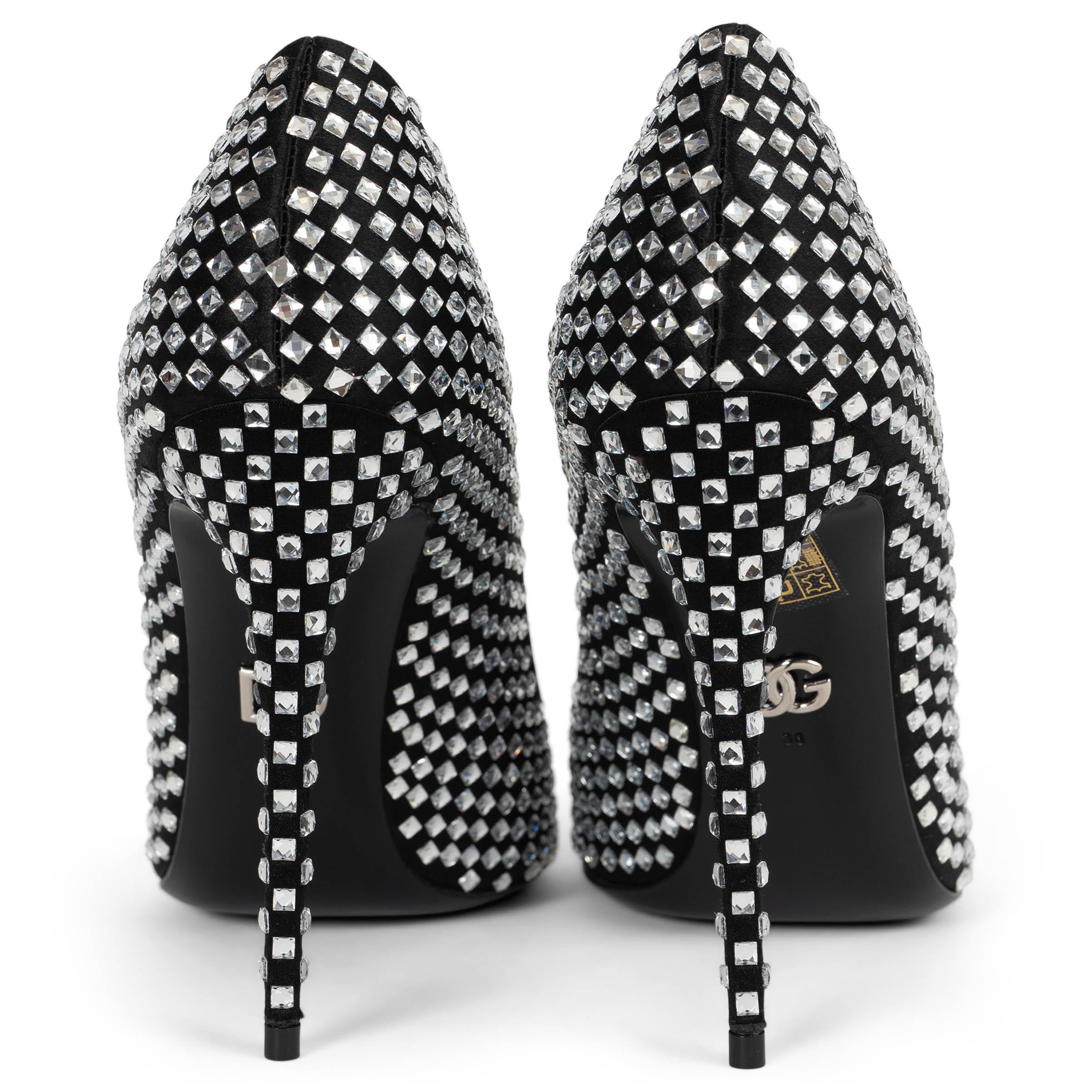 DOLCE & GABBANA - Scarpe in raso nero 2024 LOLLO CRYSTAL EMBELLISHE 38 In condizioni Nuovo in vendita a Zürich, CH