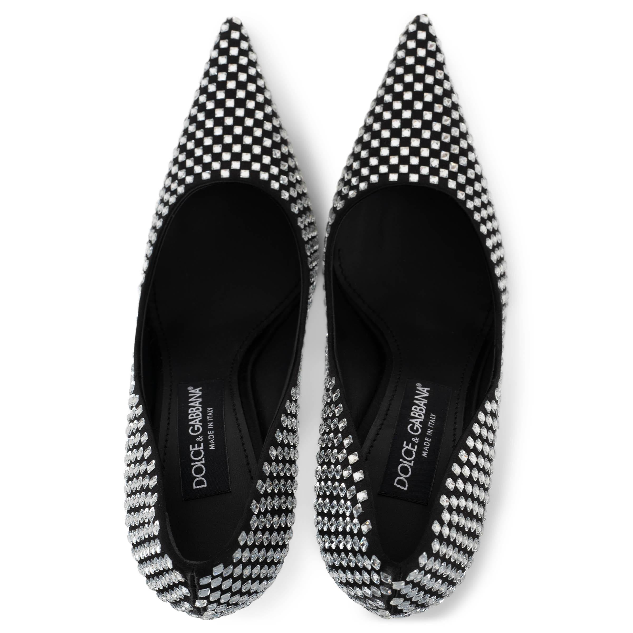 Donna DOLCE & GABBANA - Scarpe in raso nero 2024 LOLLO CRYSTAL EMBELLISHE 38 in vendita