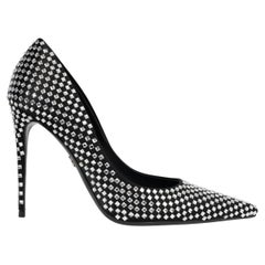 DOLCE & GABBANA black satin 2024 LOLLO CRYSTAL EMBELLISHE Pumps Shoes 38